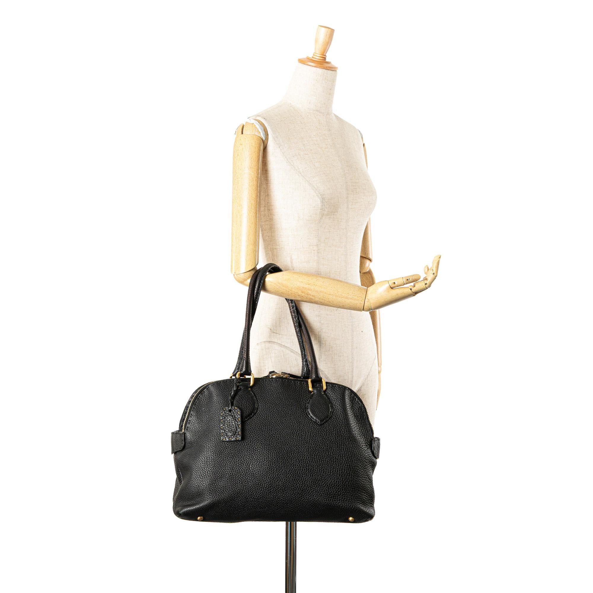 Fendi Pebbled Leather Selleria Dome Shoulder Bag