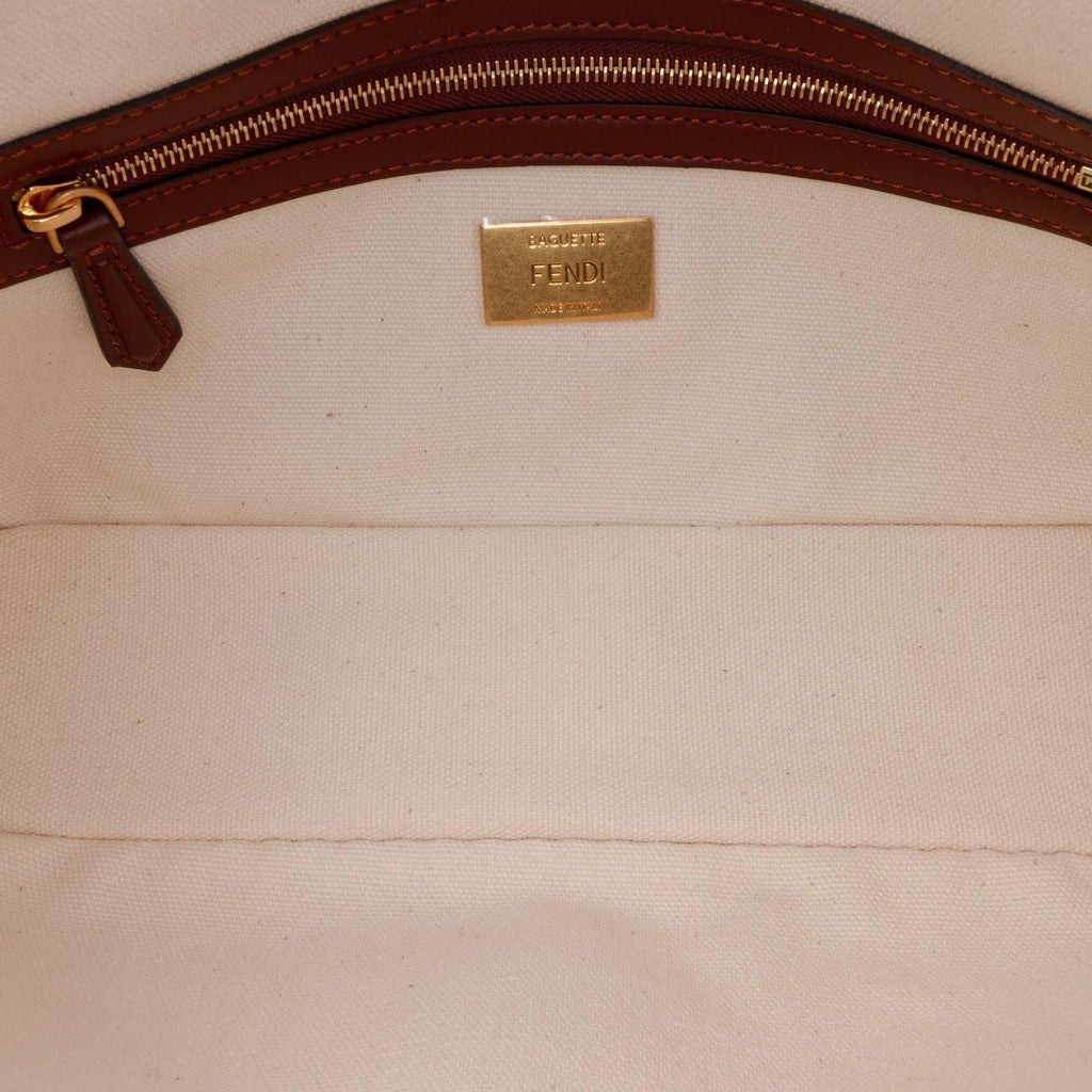 Fendi Sarah Coleman Zucca Embroidered Canvas Fish Eye Vertigo Baguette Satchel