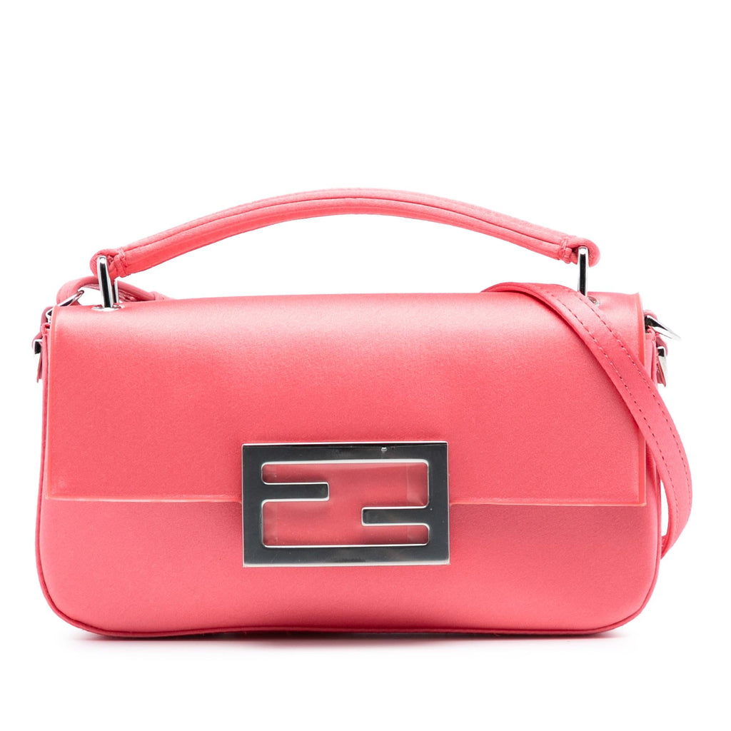 Fendi Satin Phone Pouch Baguette Satchel