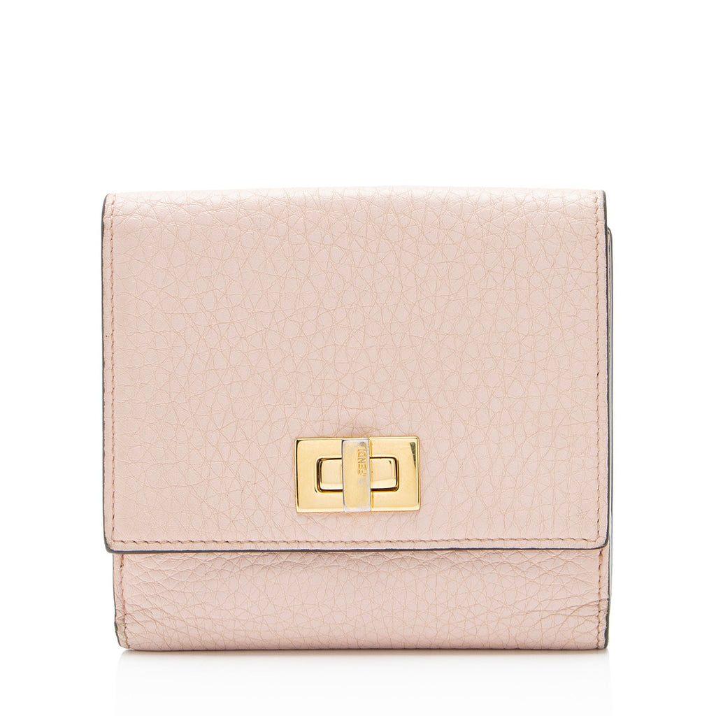 Fendi Selleria Leather Peekaboo Compact Wallet