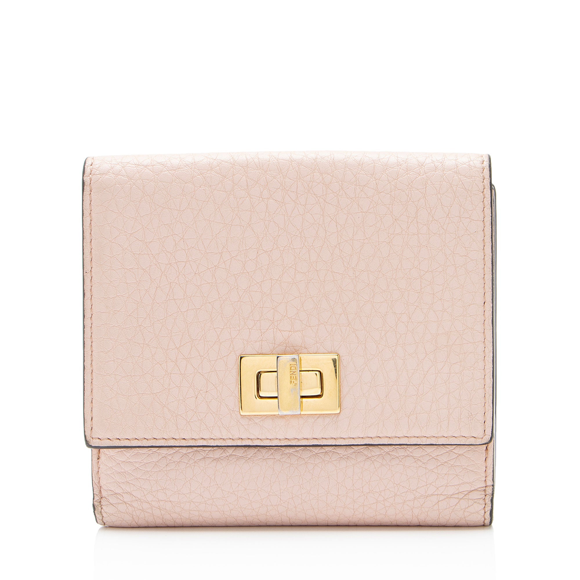 Fendi Selleria Leather Peekaboo Compact Wallet