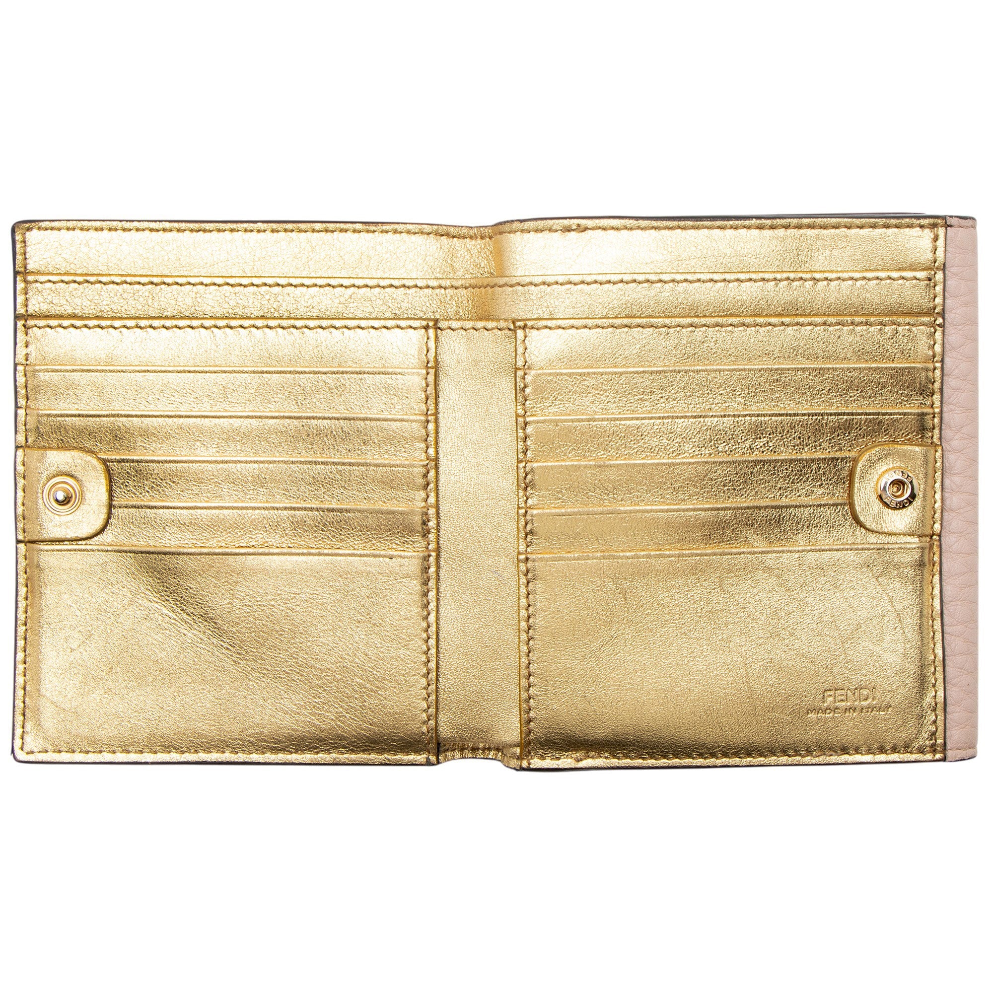 Fendi Selleria Leather Peekaboo Compact Wallet