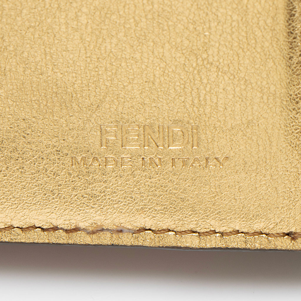 Fendi Selleria Leather Peekaboo Compact Wallet
