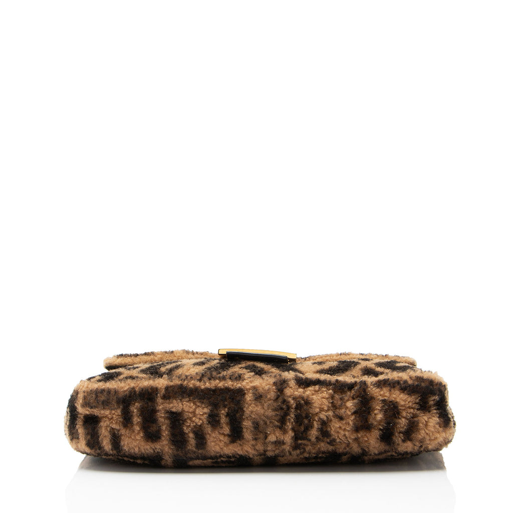Fendi Shearling FF Baguette Shoulder Bag