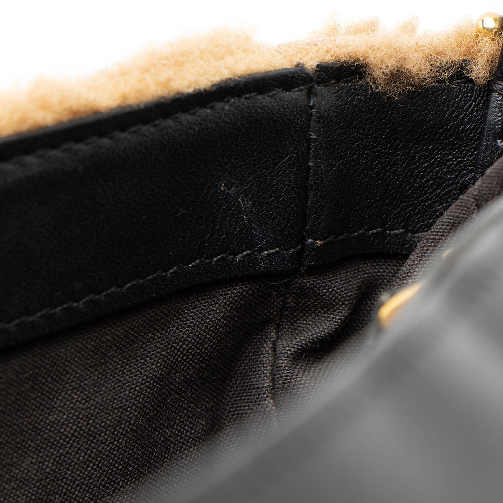 Fendi Shearling FF Baguette Shoulder Bag