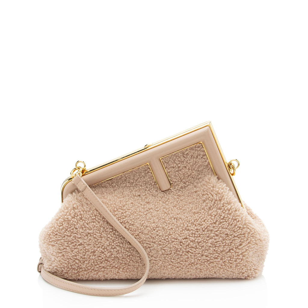 Fendi Shearling Fendi First Small Shoulder Bag