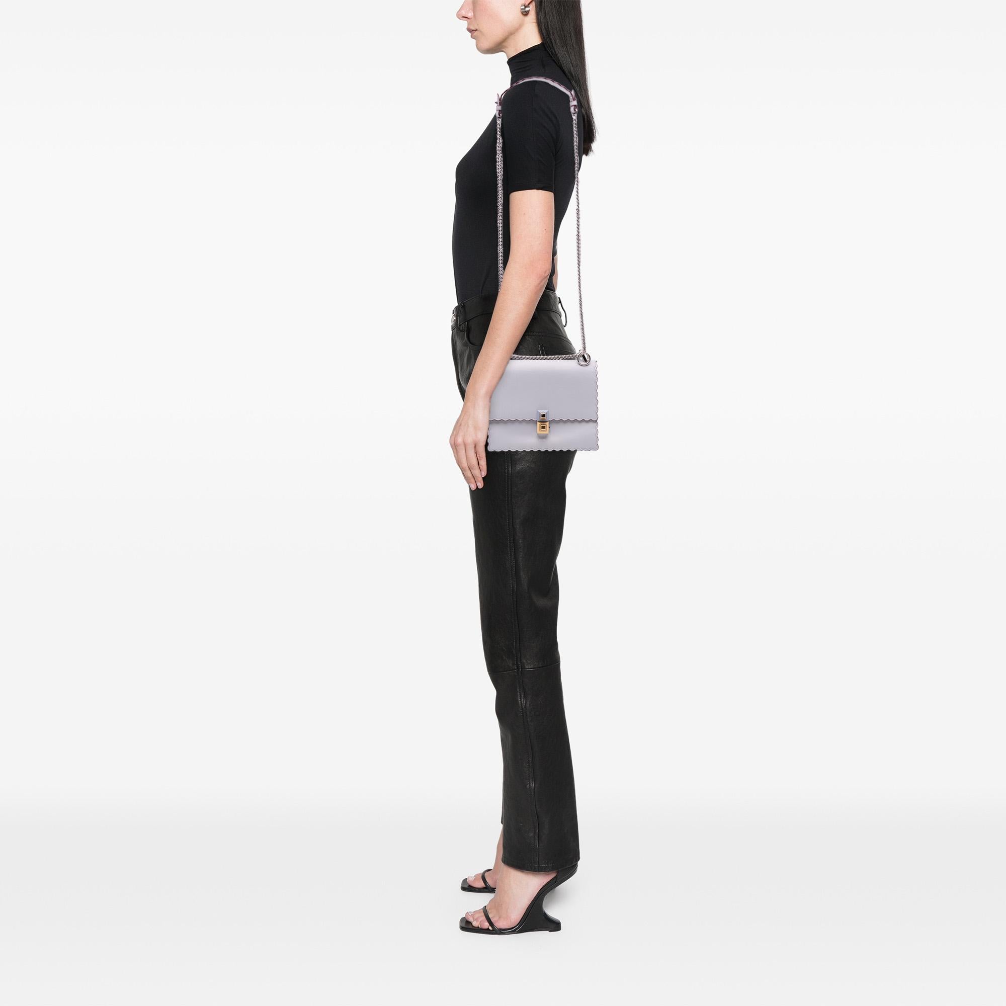 Fendi Small Leather Studded Scalloped Kan I