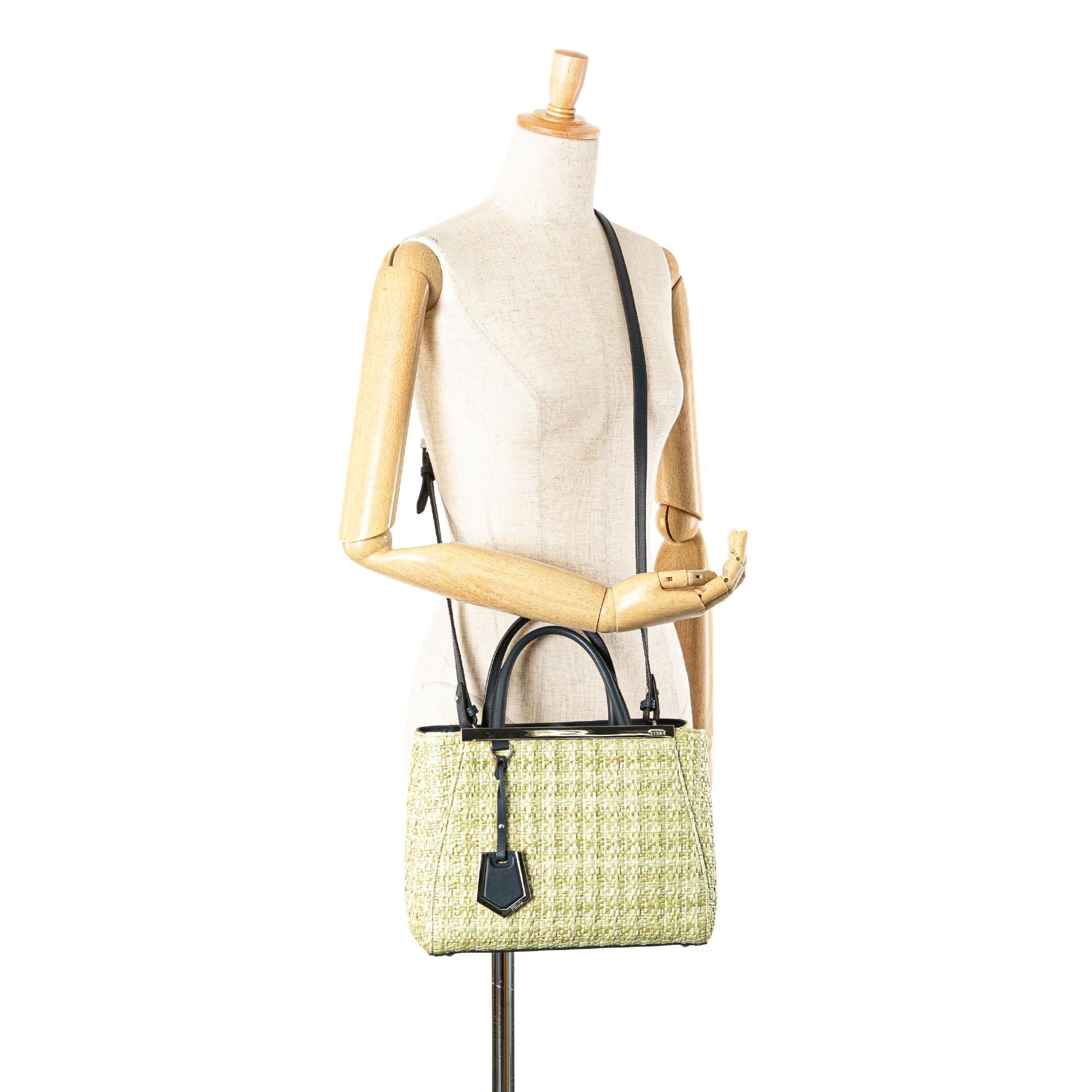 Fendi Small Woven Raffia Vitello Regular 2Jours Satchel