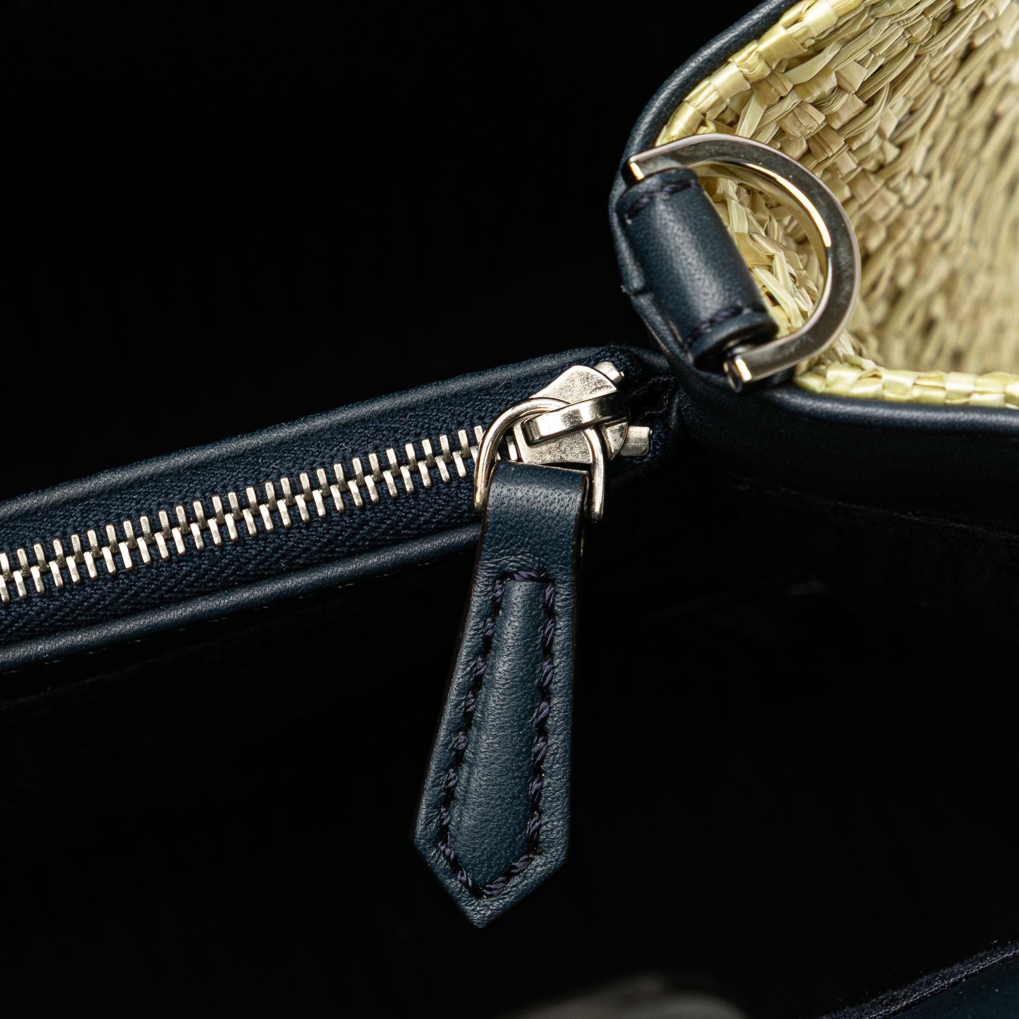 Fendi Small Woven Raffia Vitello Regular 2Jours Satchel