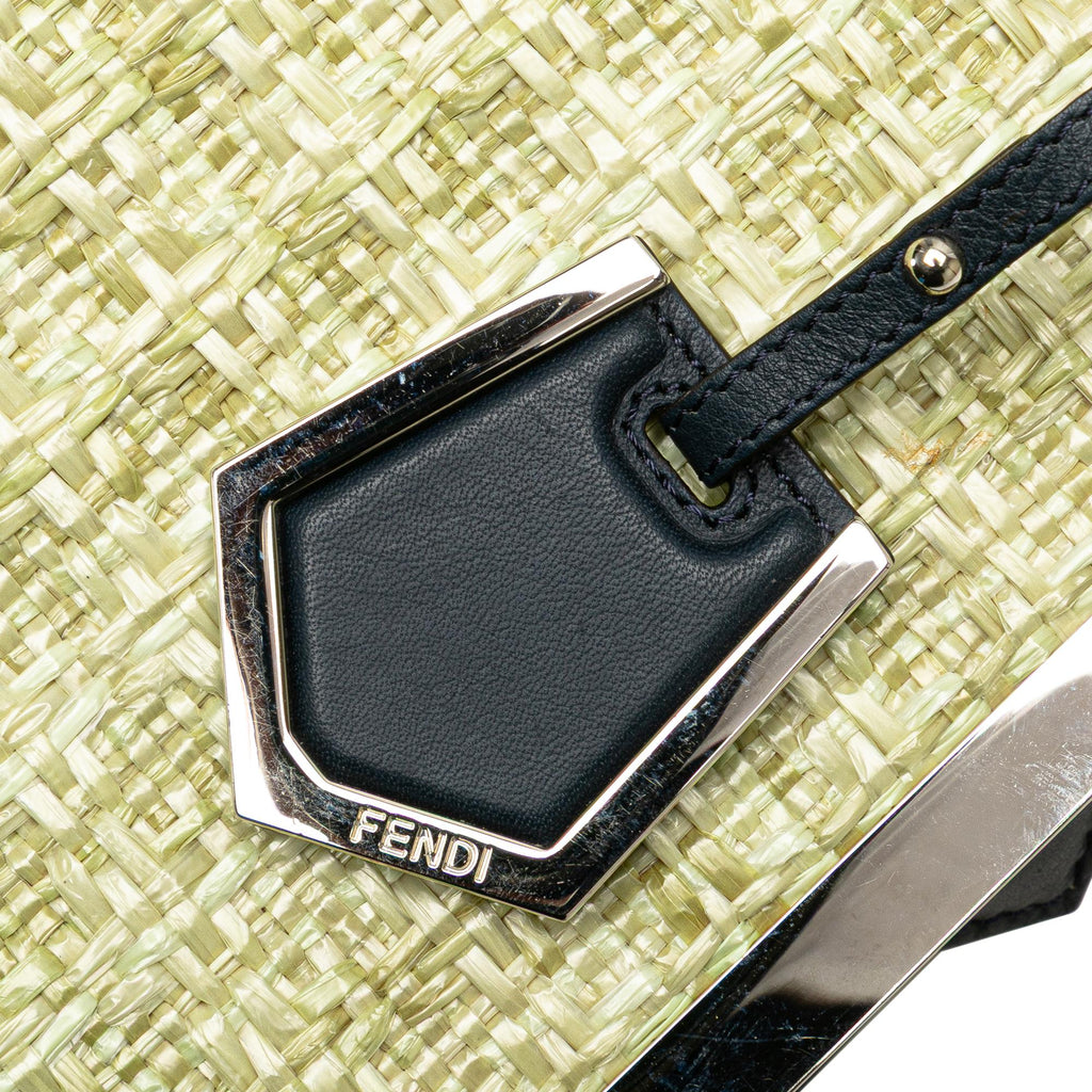Fendi Small Woven Raffia Vitello Regular 2Jours Satchel