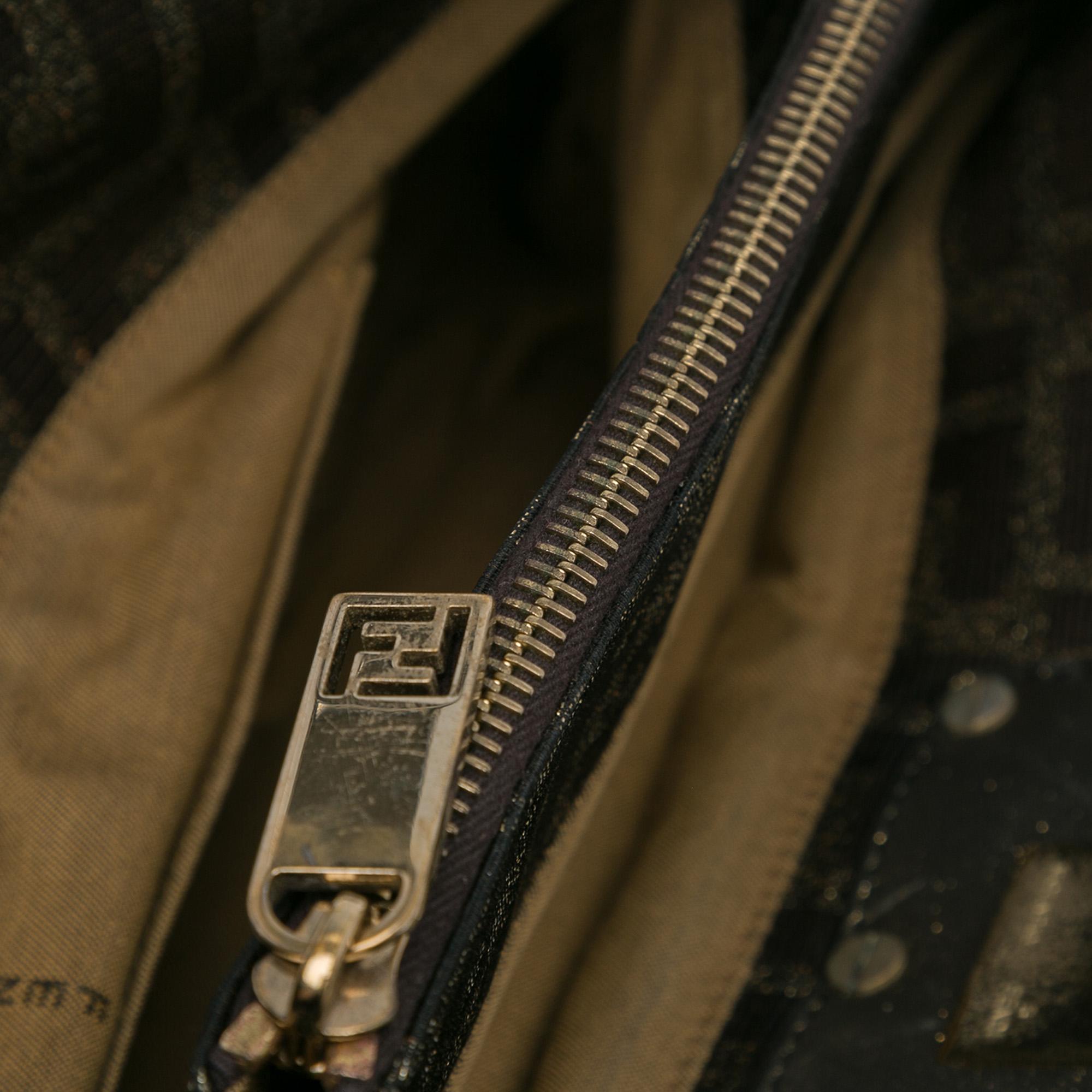 Fendi Small Zucca Metallic Canvas Mia Shoulder Bag