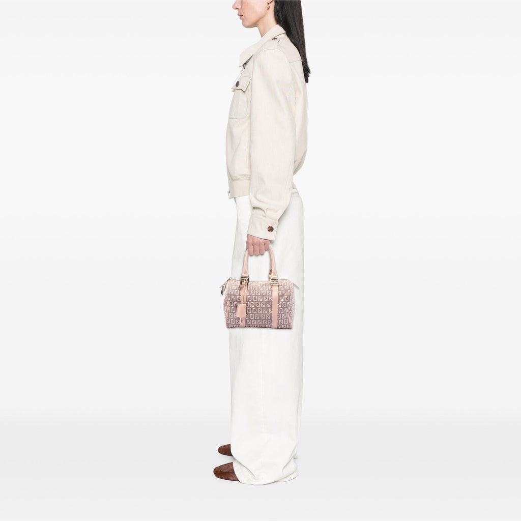 Fendi Small Zucchino Canvas Forever Bauletto Boston Bag
