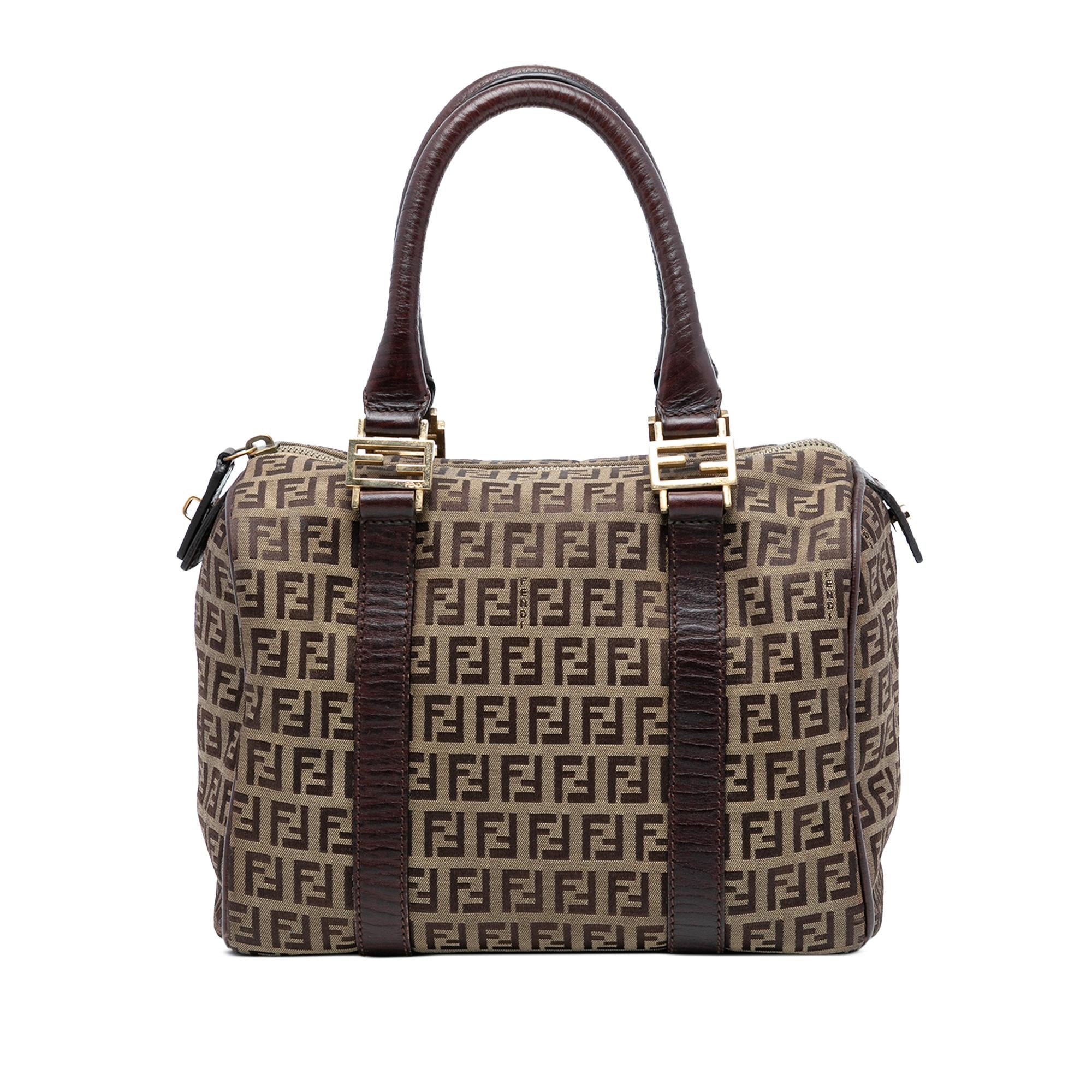 Fendi Small Zucchino Canvas Forever Bauletto Boston Bag