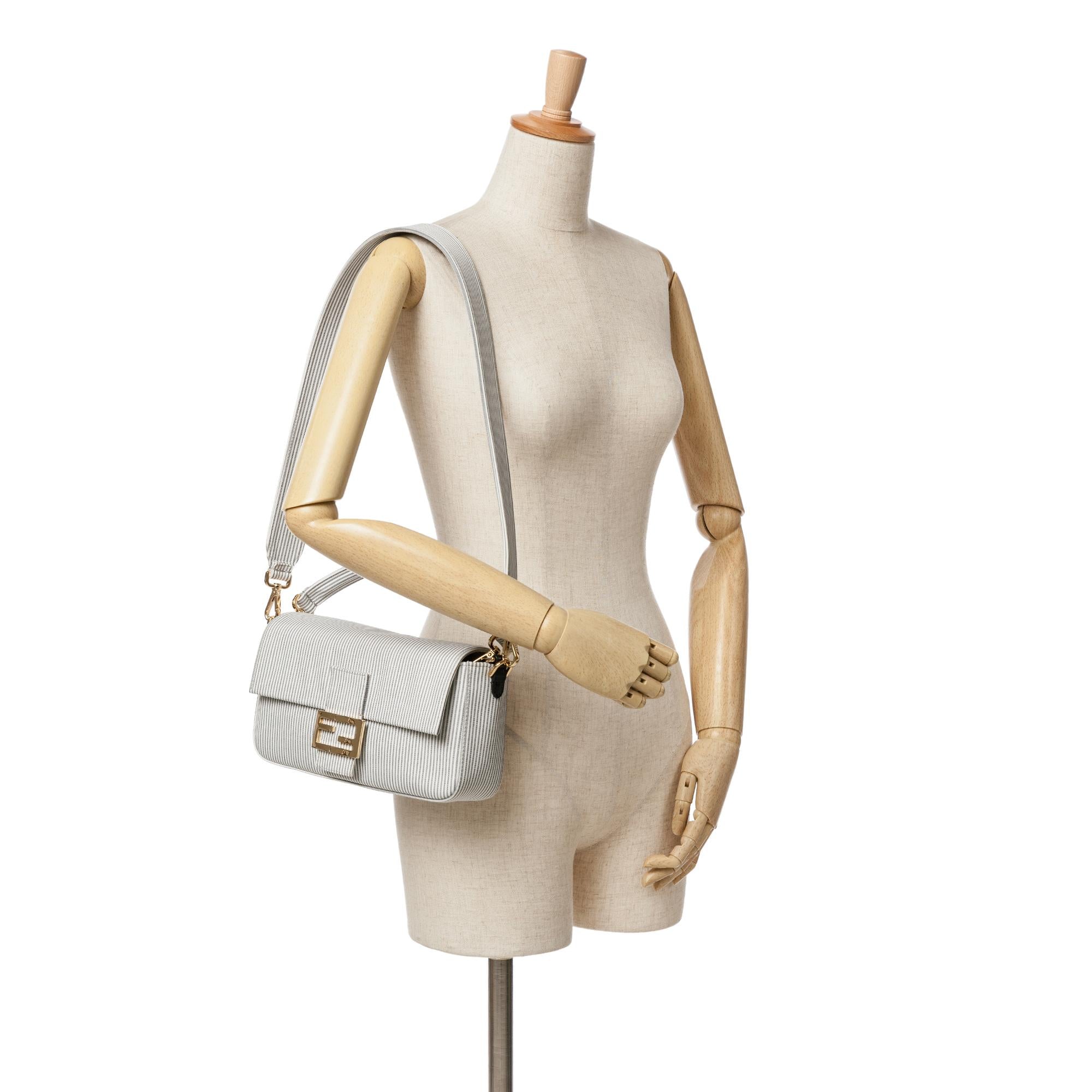 Fendi Striped Jersey Baguette Satchel