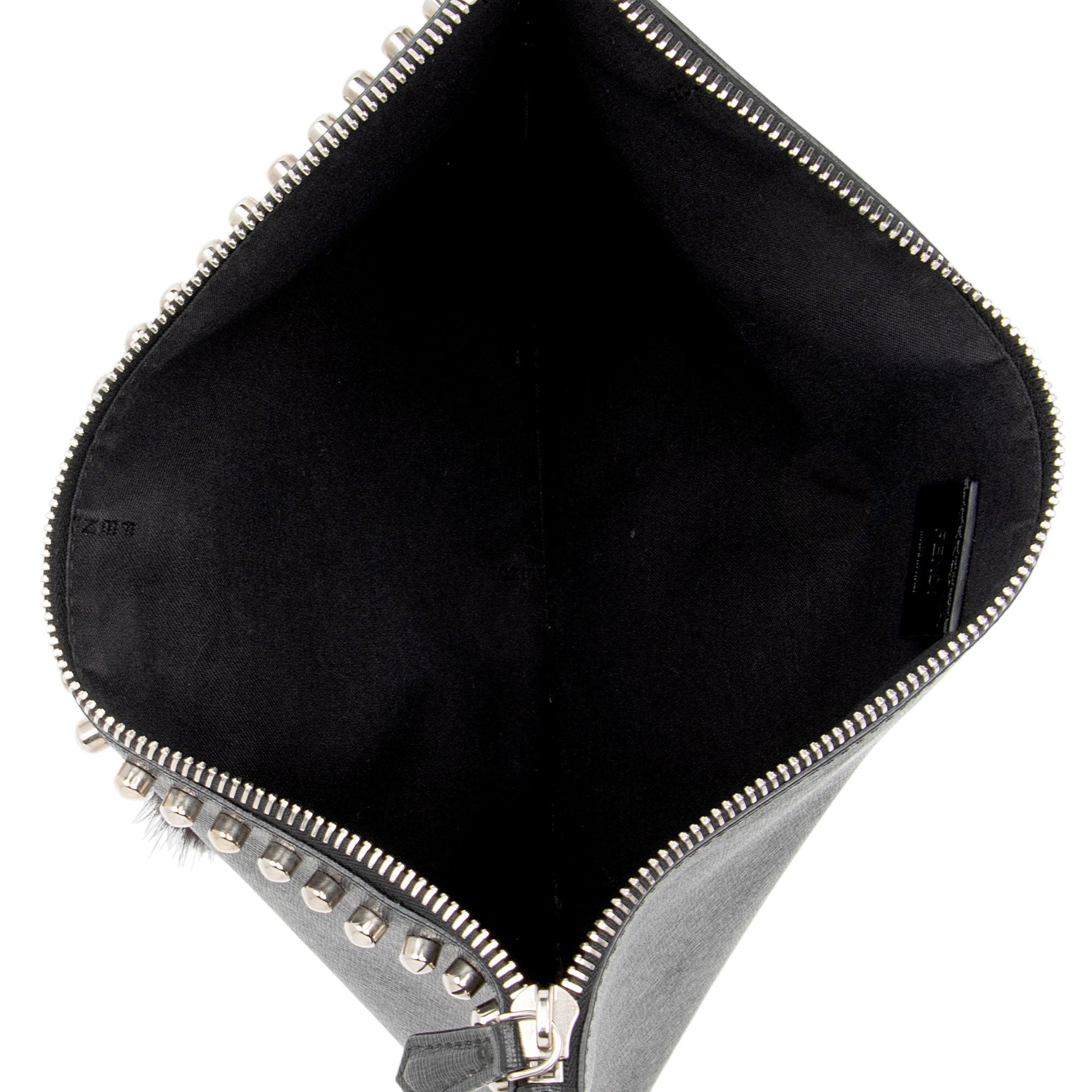 Fendi Studded Leather Mink Karlito Zip Pouch