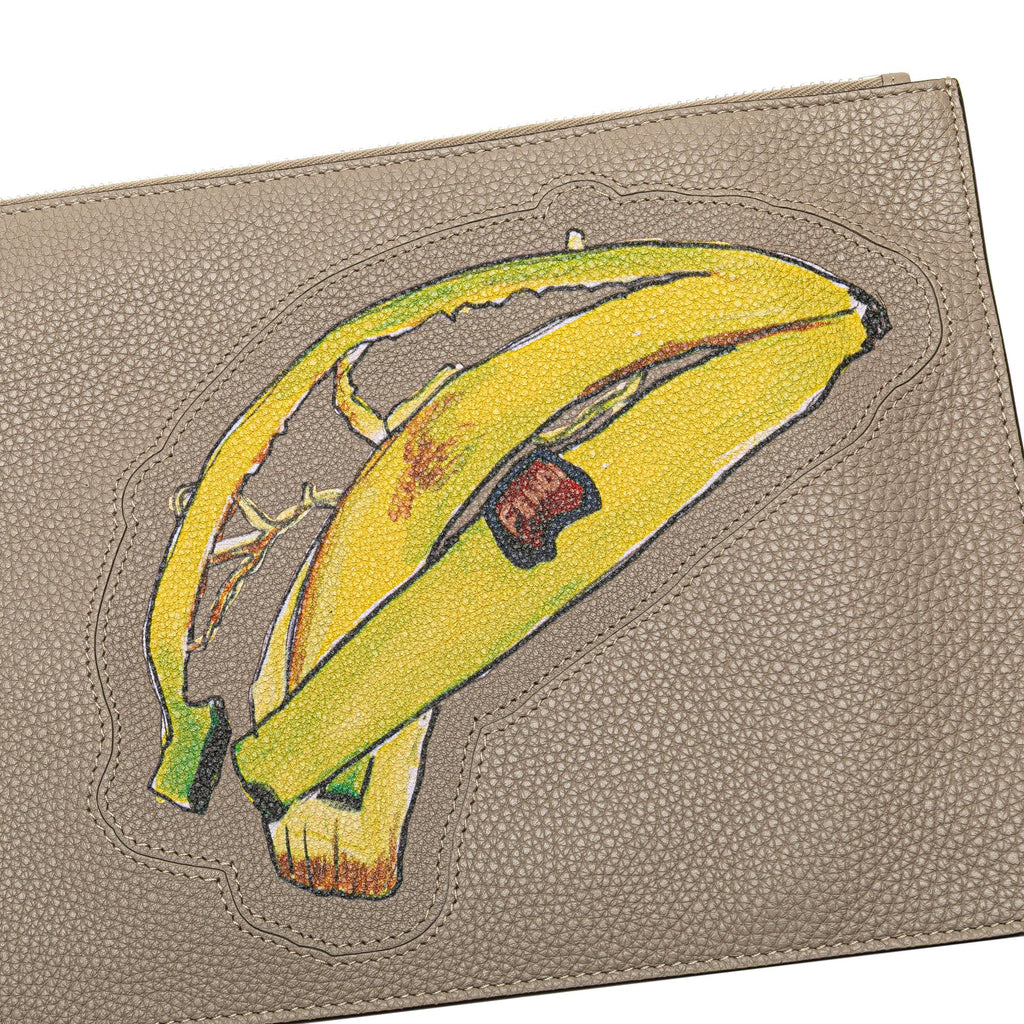 Fendi Sue Tilley Leather Banana Zip Clutch