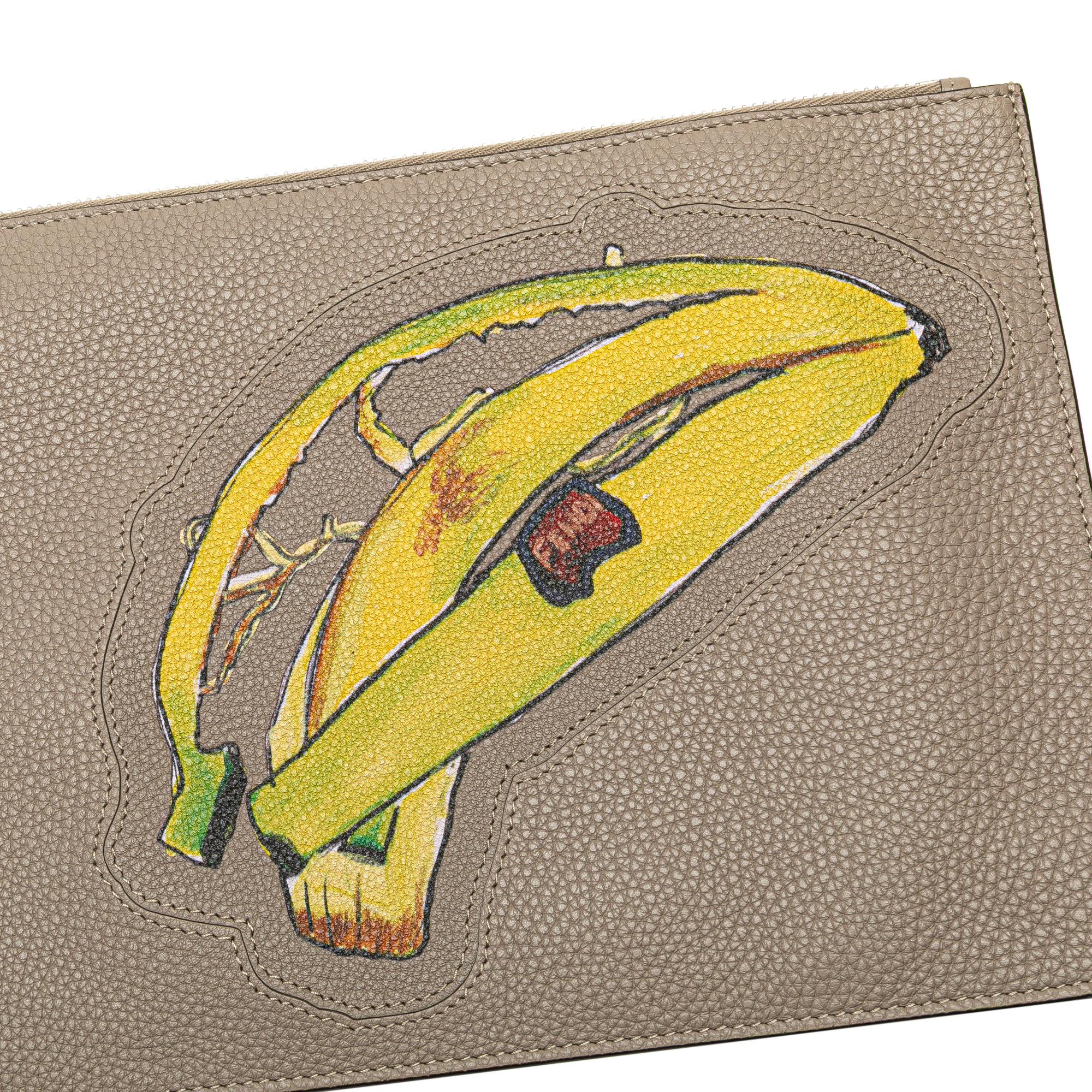 Fendi Sue Tilley Leather Banana Zip Clutch