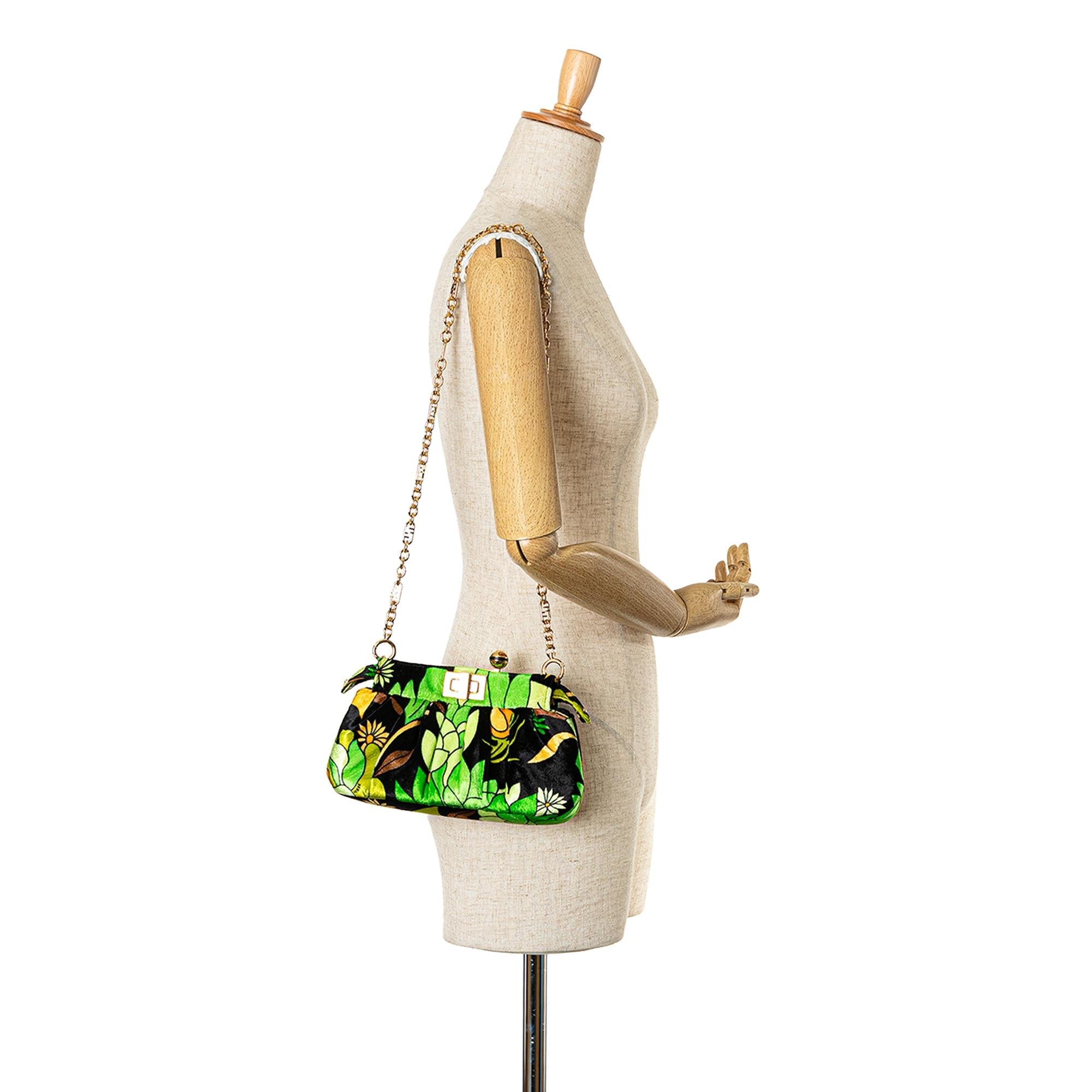 Fendi Velvet Peekaboo Click Clutch on Chain