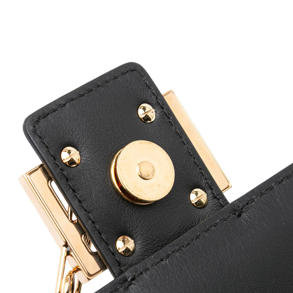 Fendi Versace Vitello Seta Fendace Brooch Baguette Satchel