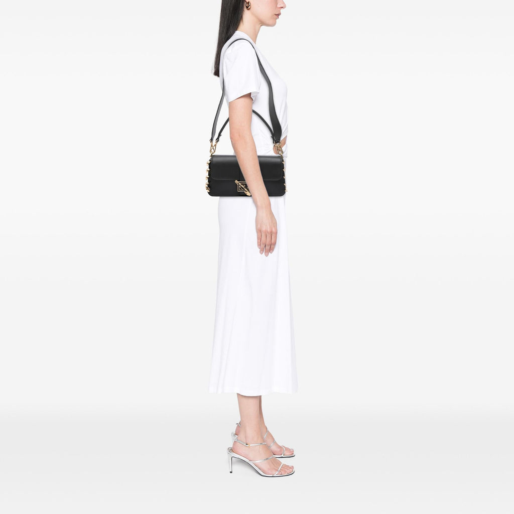 Fendi Versace Vitello Seta Fendace Brooch Baguette Satchel