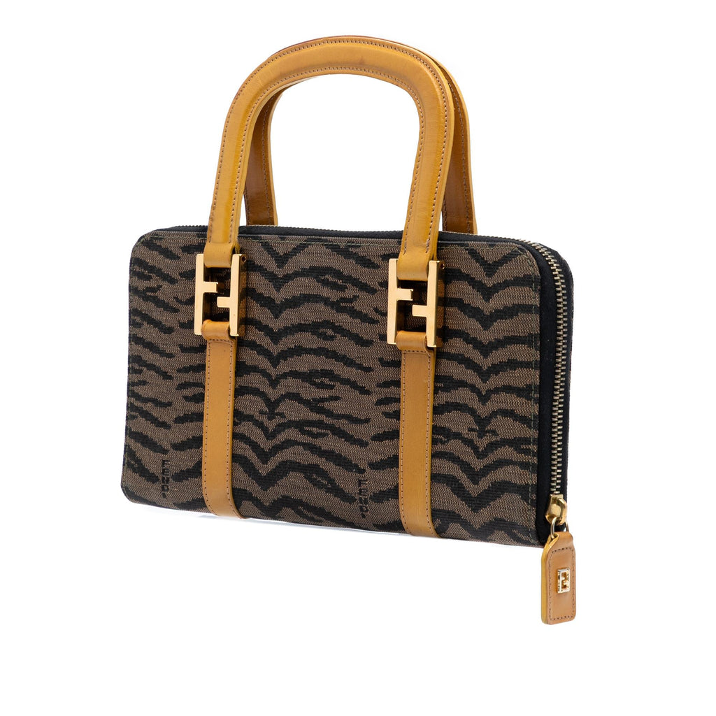 Fendi Zebra Print Canvas Twins Handbag