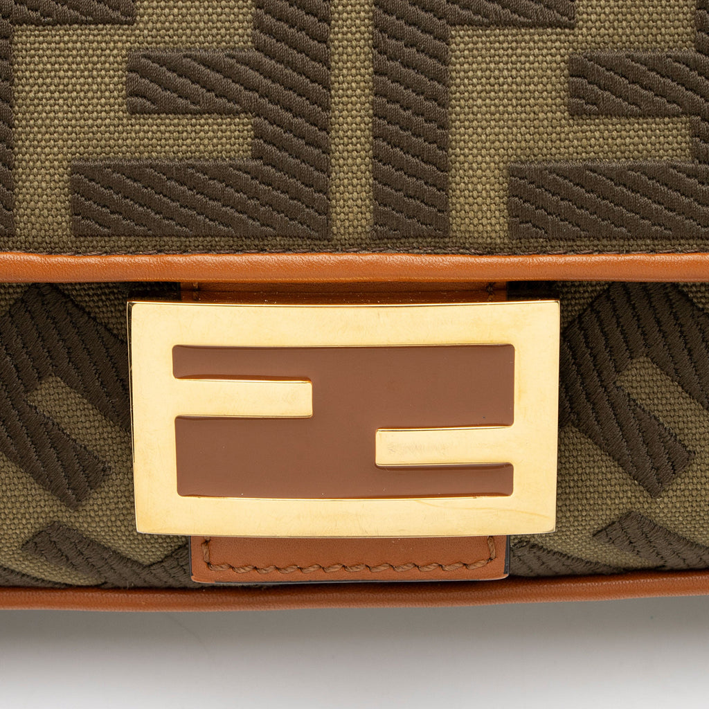Fendi Zucca Calfskin Baguette Shoulder Bag