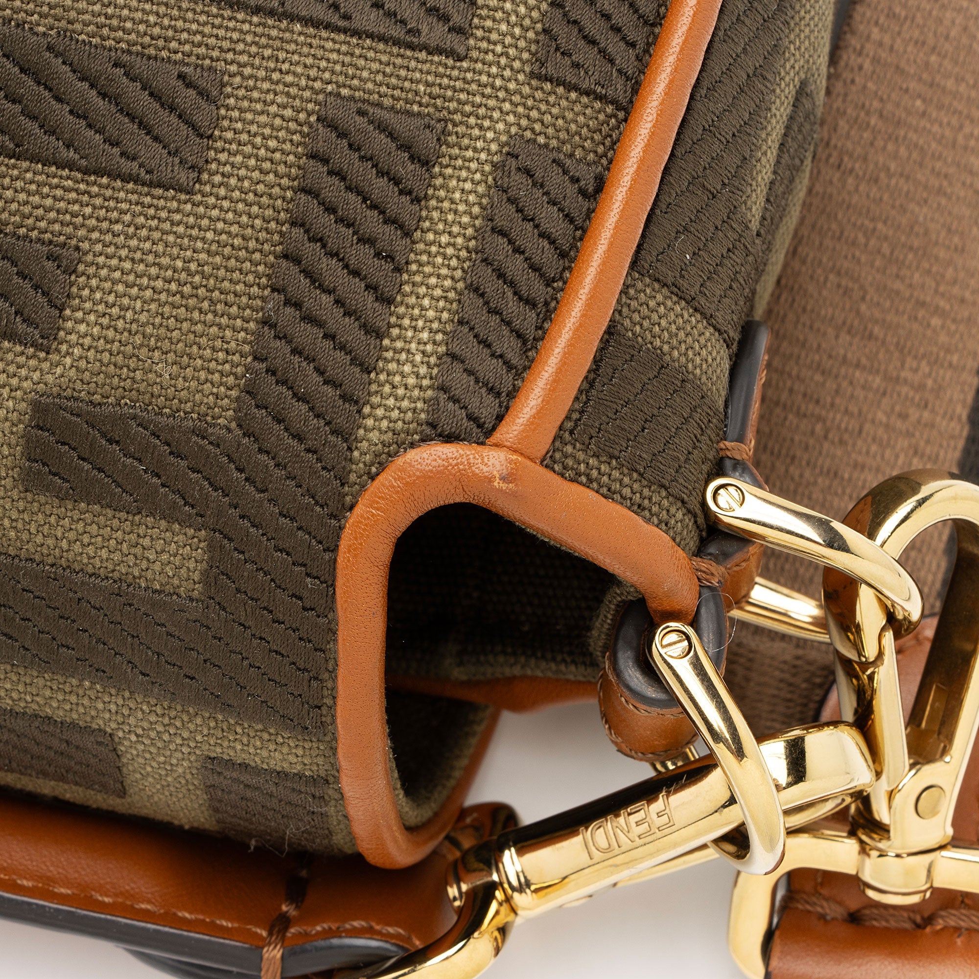 Fendi Zucca Calfskin Baguette Shoulder Bag