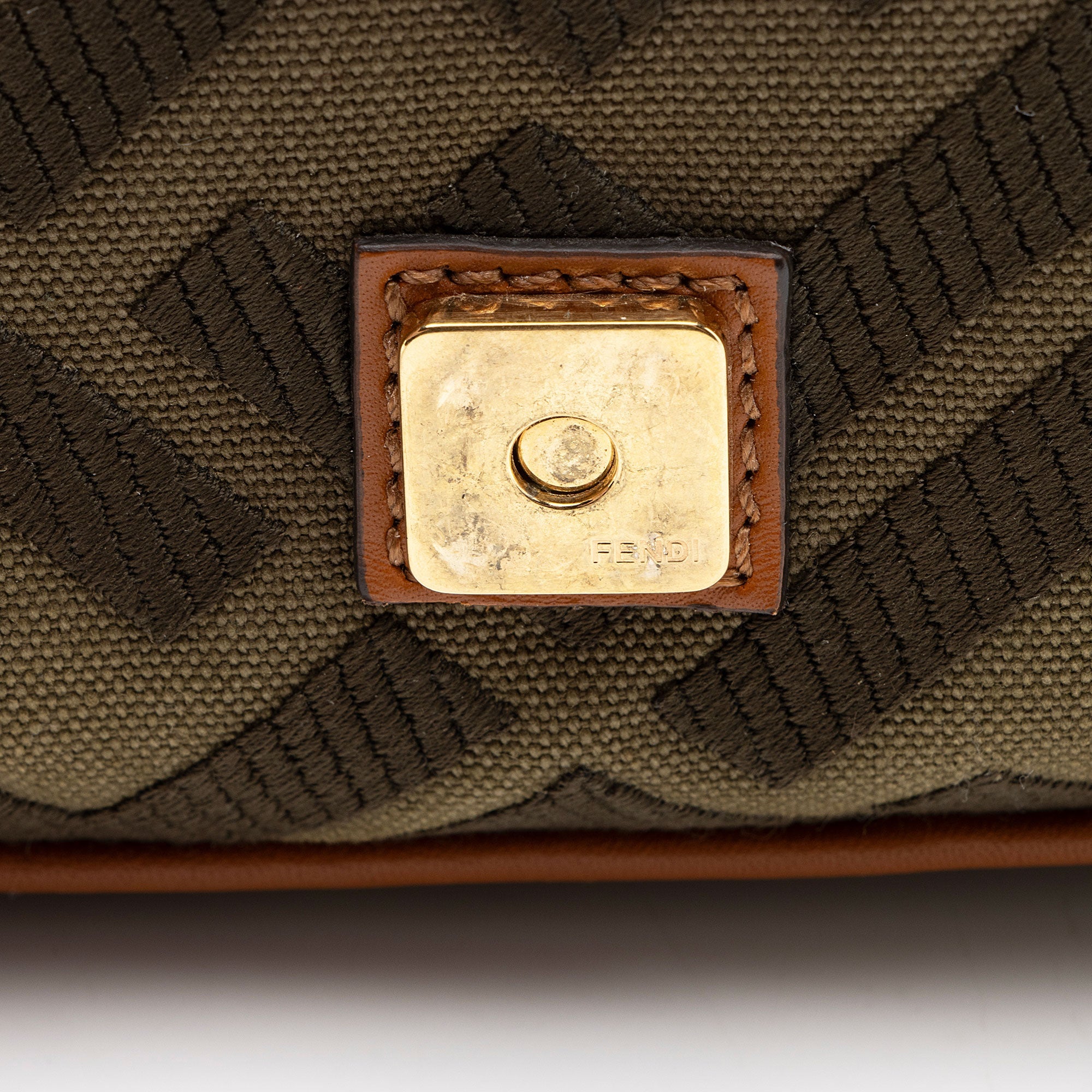 Fendi Zucca Calfskin Baguette Shoulder Bag