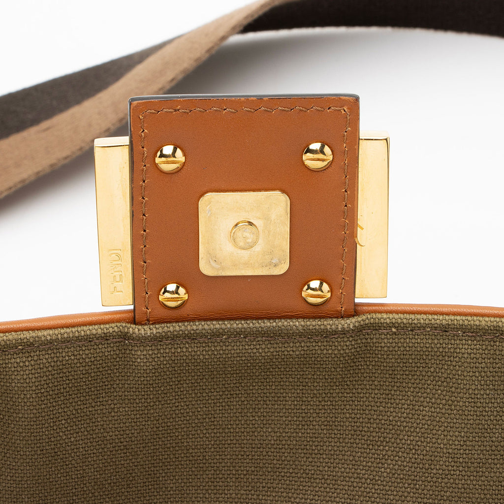 Fendi Zucca Calfskin Baguette Shoulder Bag