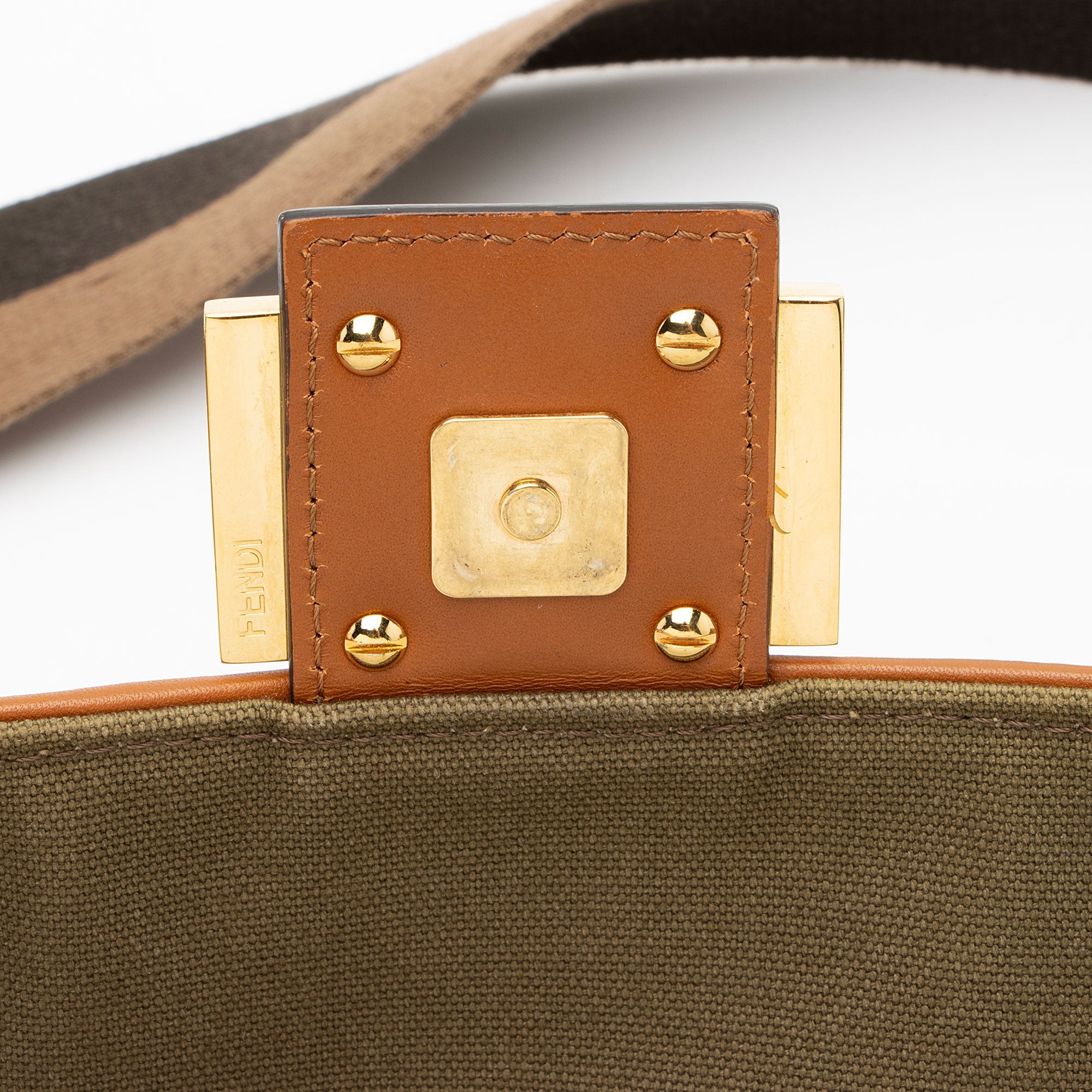 Fendi Zucca Calfskin Baguette Shoulder Bag