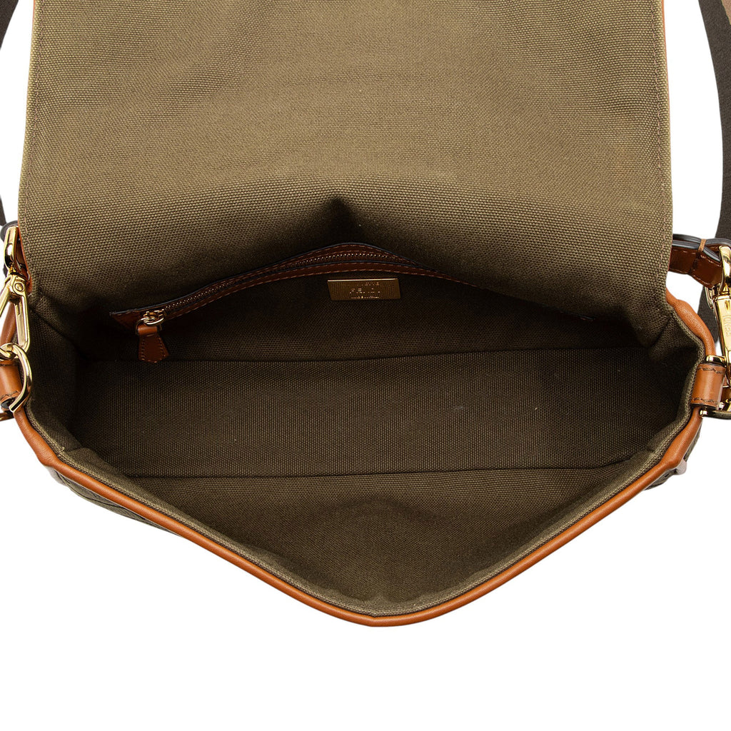 Fendi Zucca Calfskin Baguette Shoulder Bag