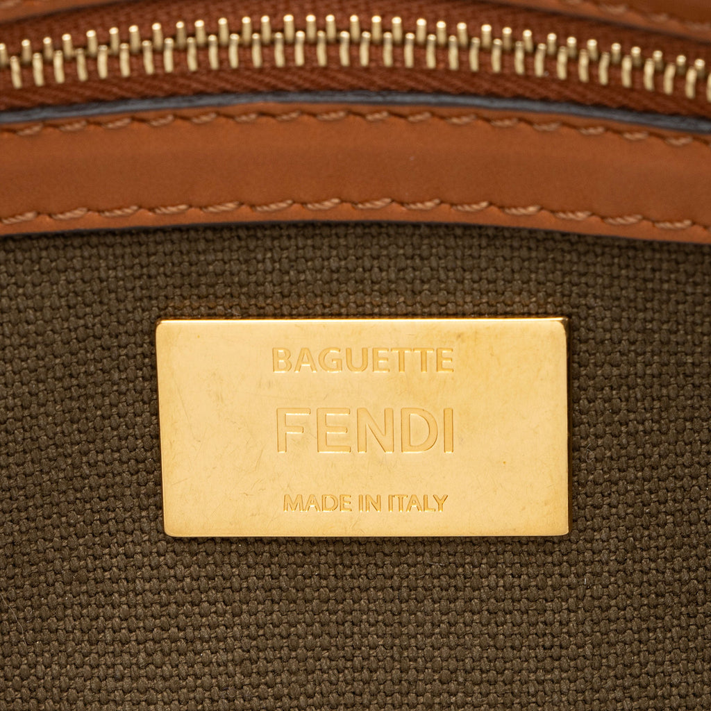Fendi Zucca Calfskin Baguette Shoulder Bag