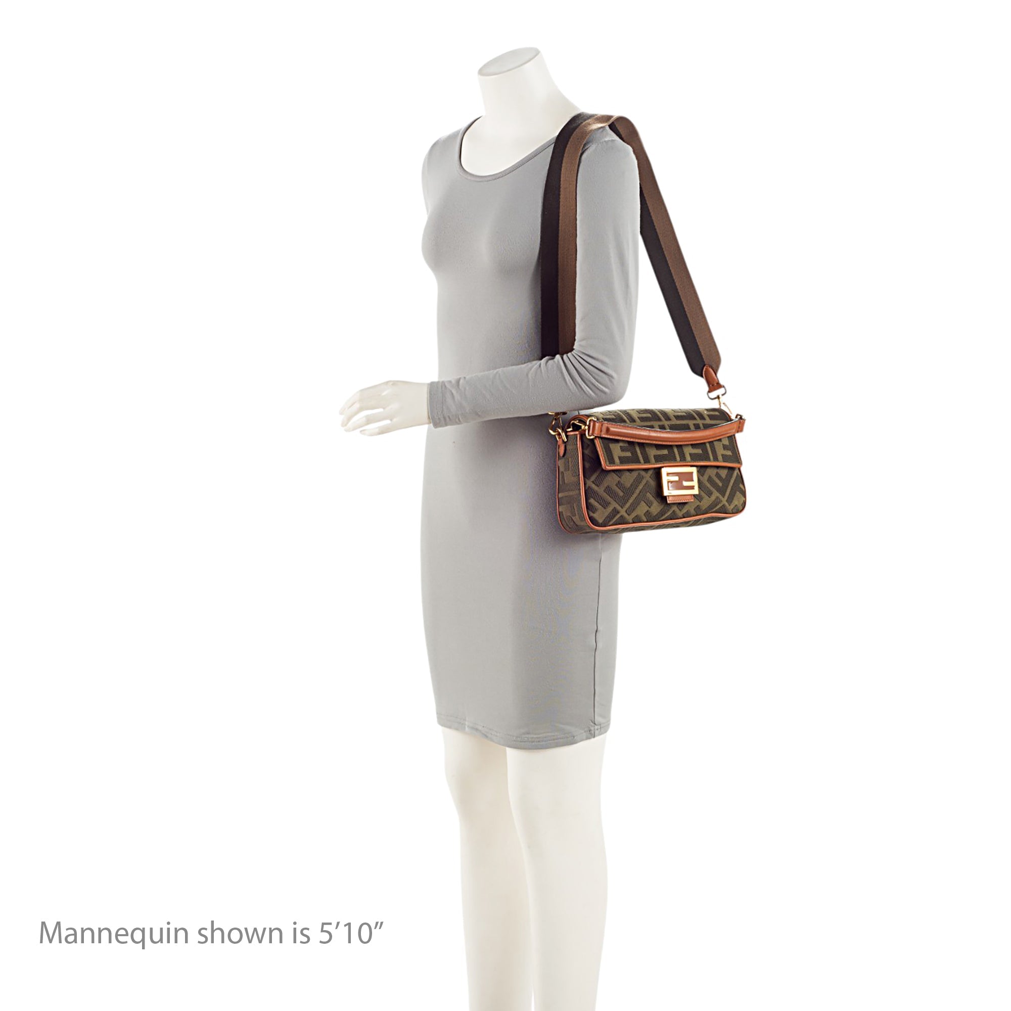 Fendi Zucca Calfskin Baguette Shoulder Bag