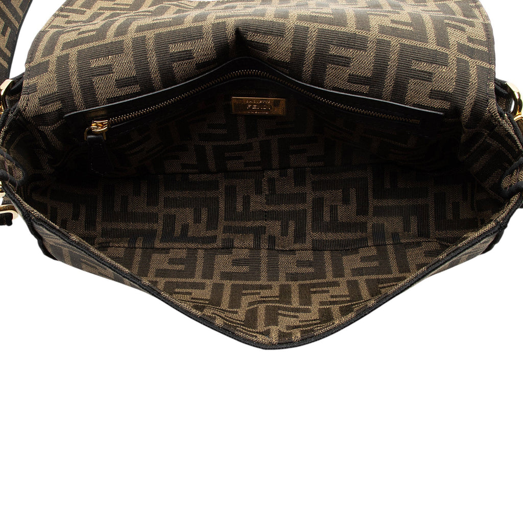 Fendi Zucca Calfskin Baguette Shoulder Bag