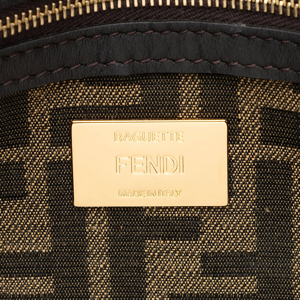 Fendi Zucca Calfskin Baguette Shoulder Bag