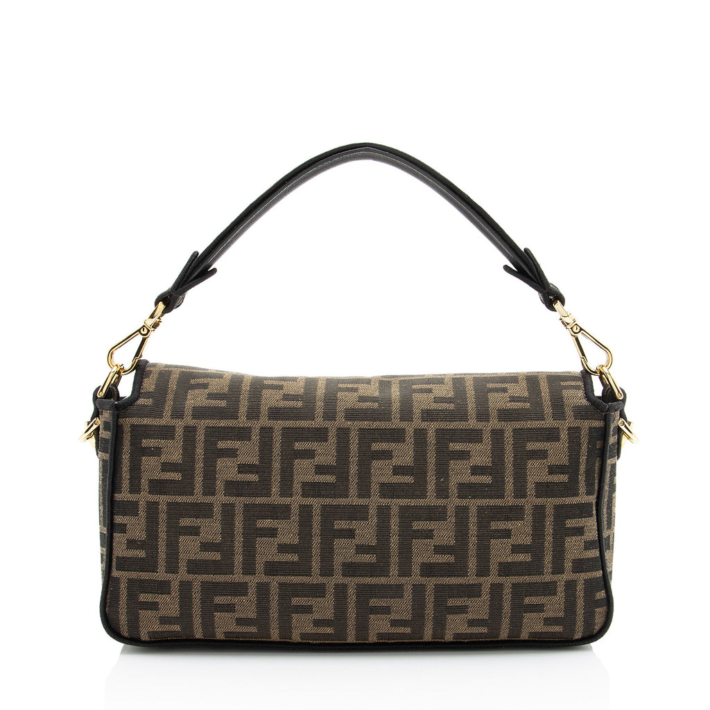 Fendi Zucca Calfskin Baguette Shoulder Bag