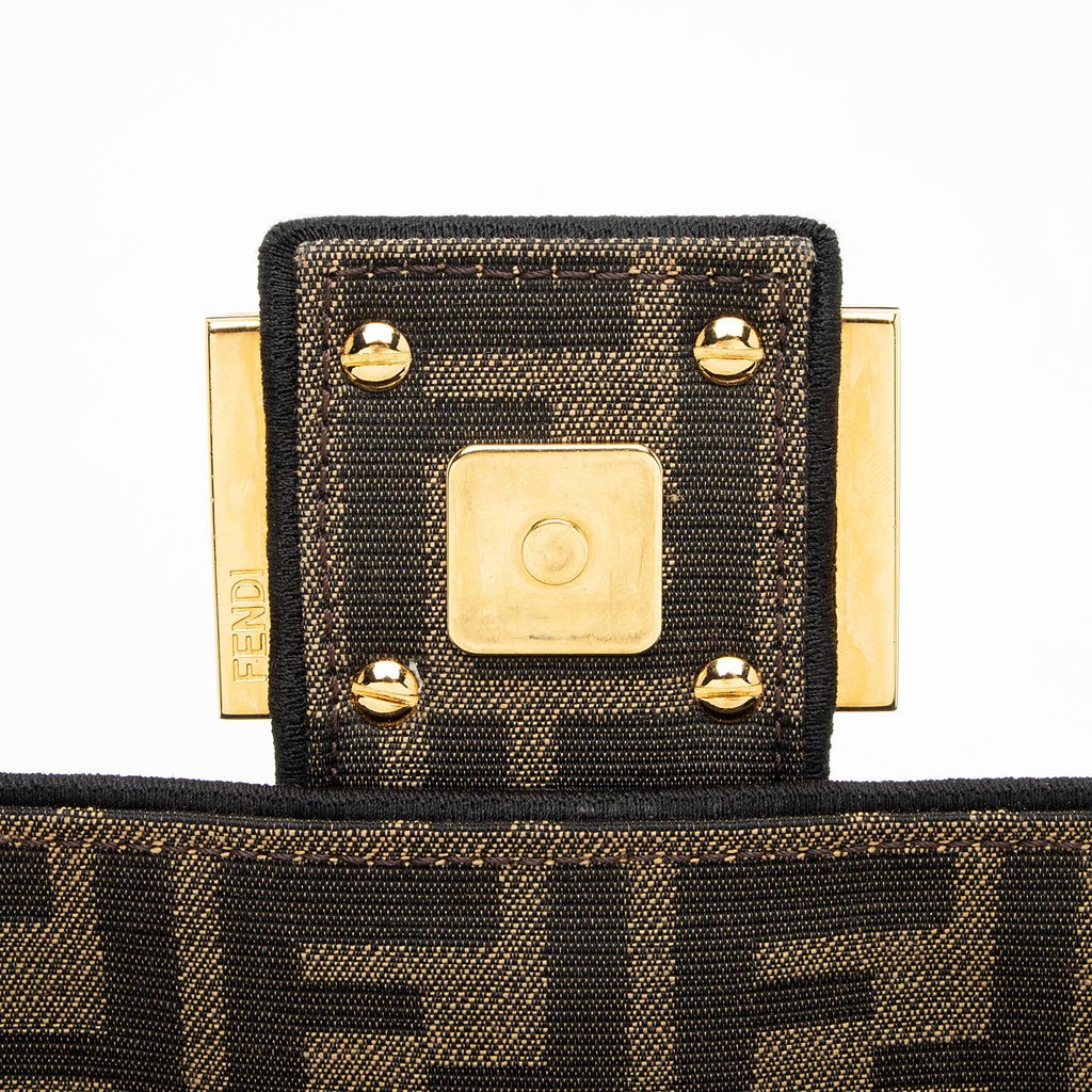 Fendi Zucca Calfskin Baguette Shoulder Bag