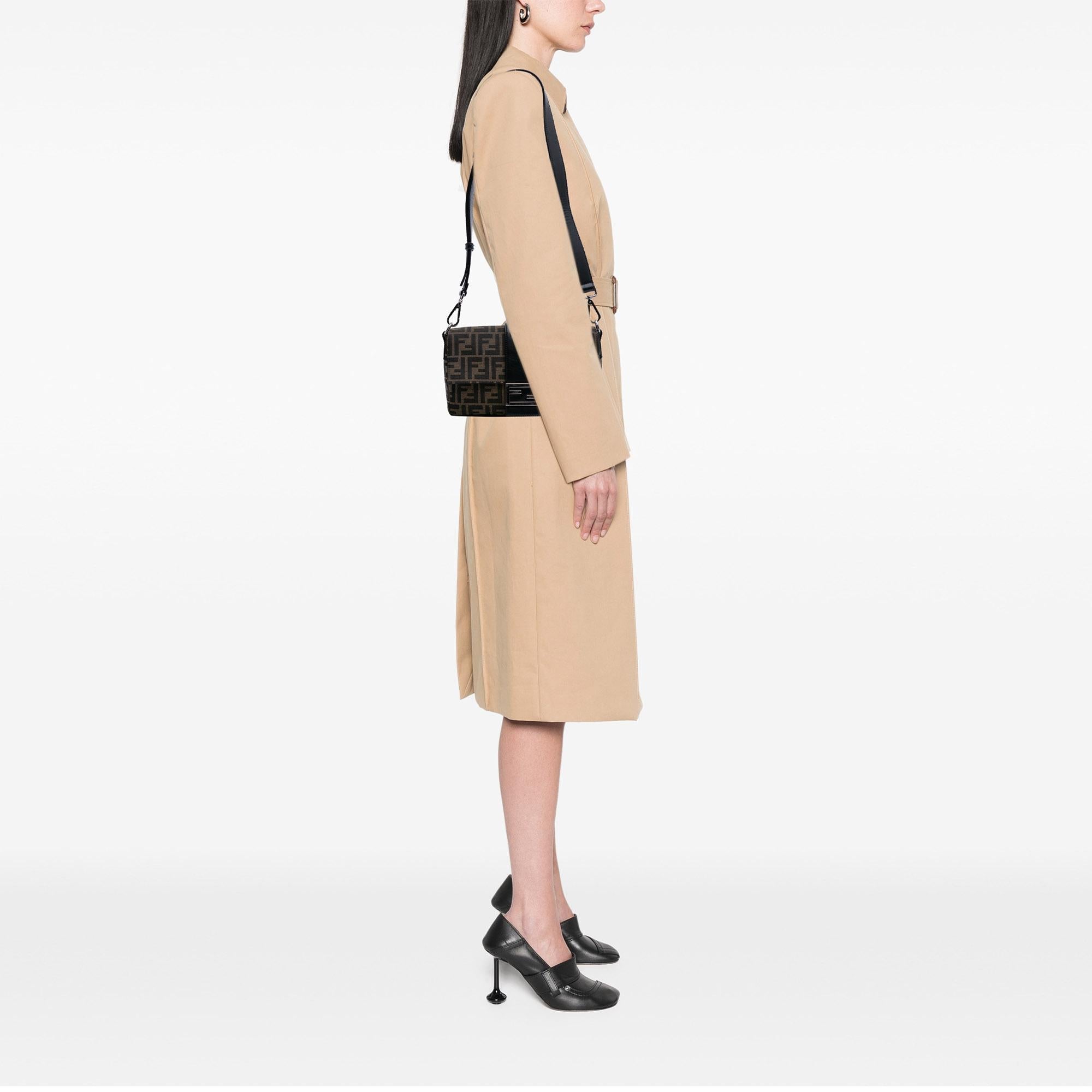 Fendi Zucca Canvas Convertible Baguette Satchel