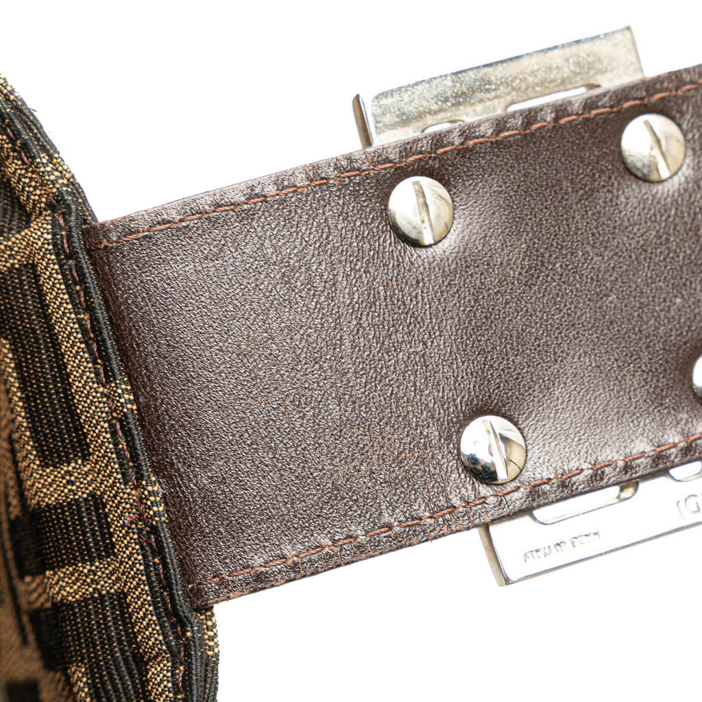 Fendi Zucca Canvas Double Flap Shoulder Bag (SHG-jvqpSt)