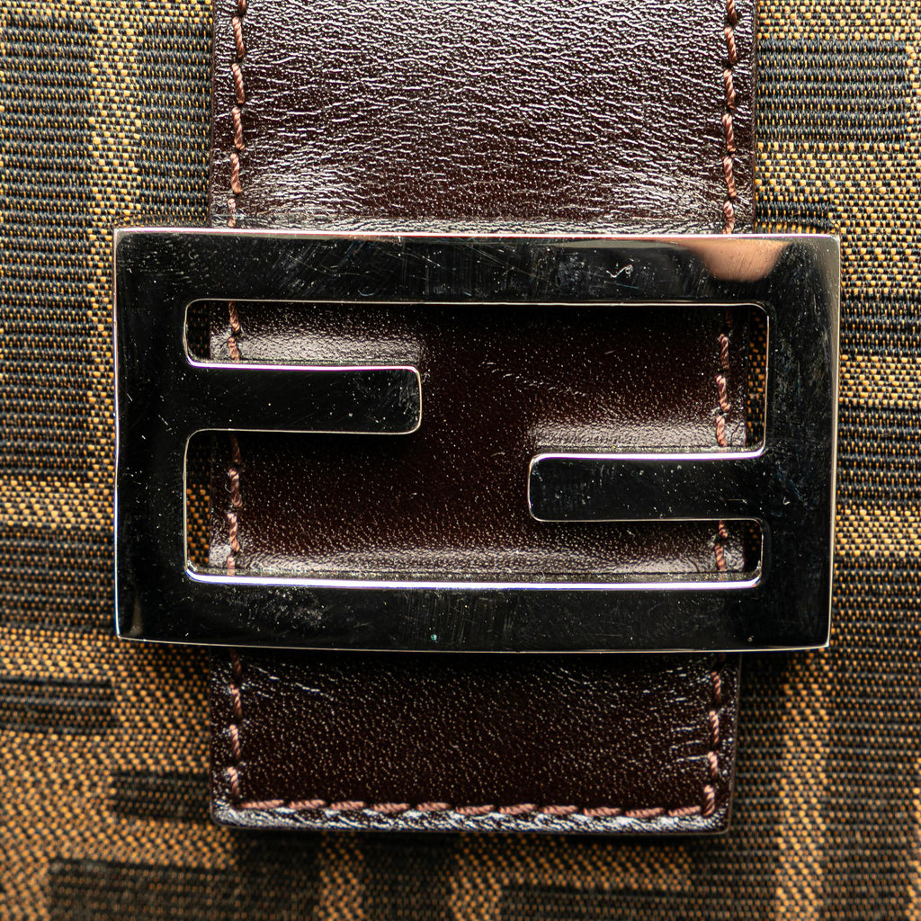 Fendi Zucca Canvas Double Flap Shoulder Bag