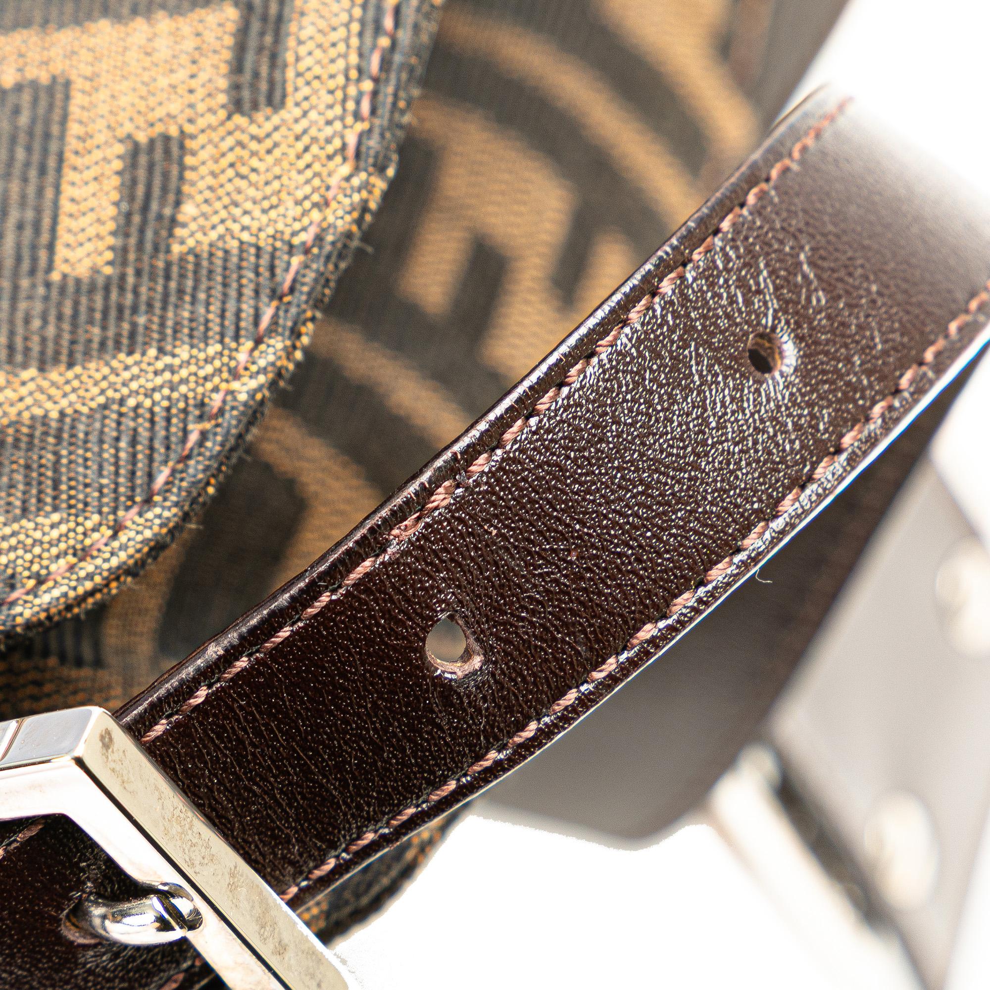 Fendi Zucca Canvas Double Flap Shoulder Bag
