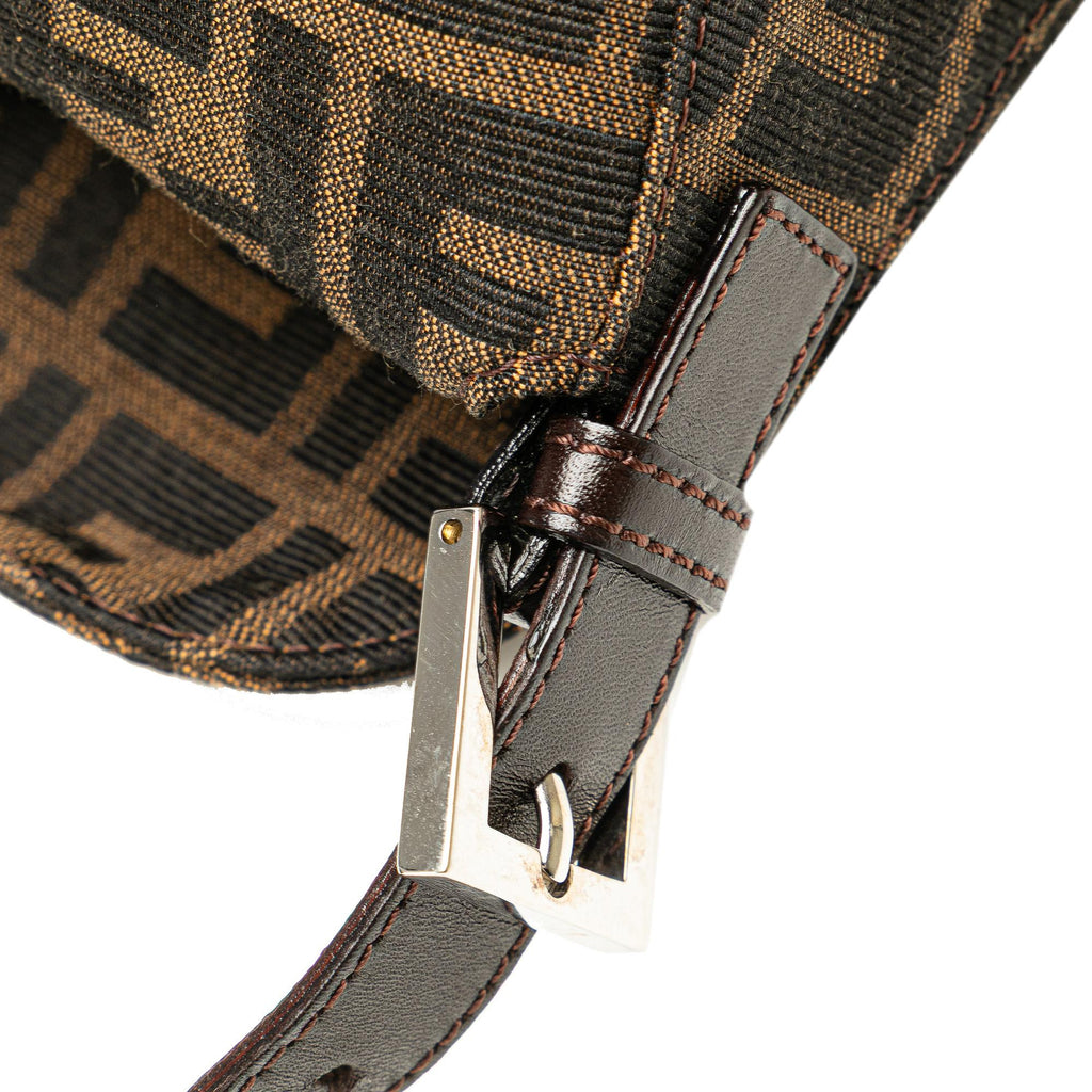 Fendi Zucca Canvas Double Flap Shoulder Bag