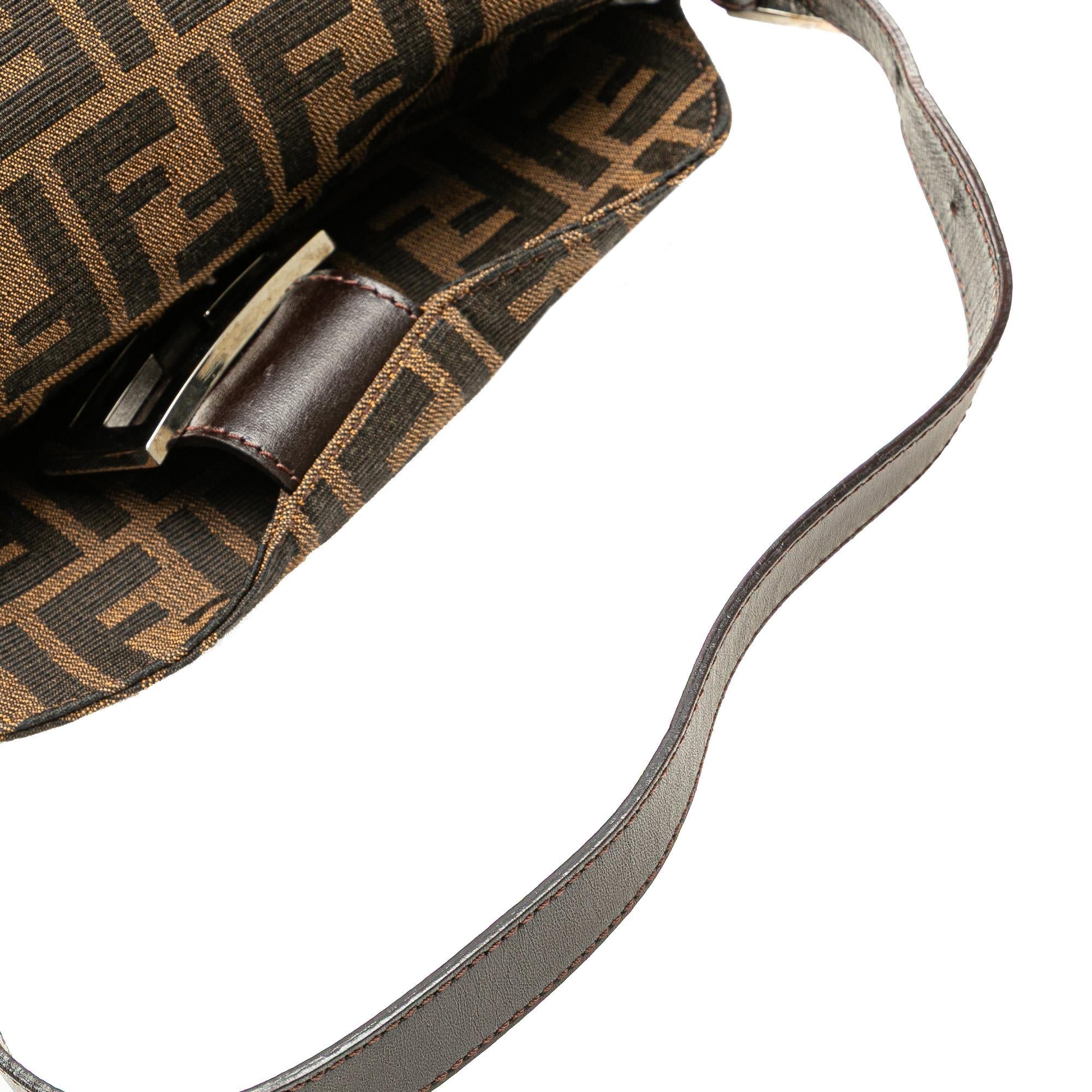 Fendi Zucca Canvas Double Flap Shoulder Bag