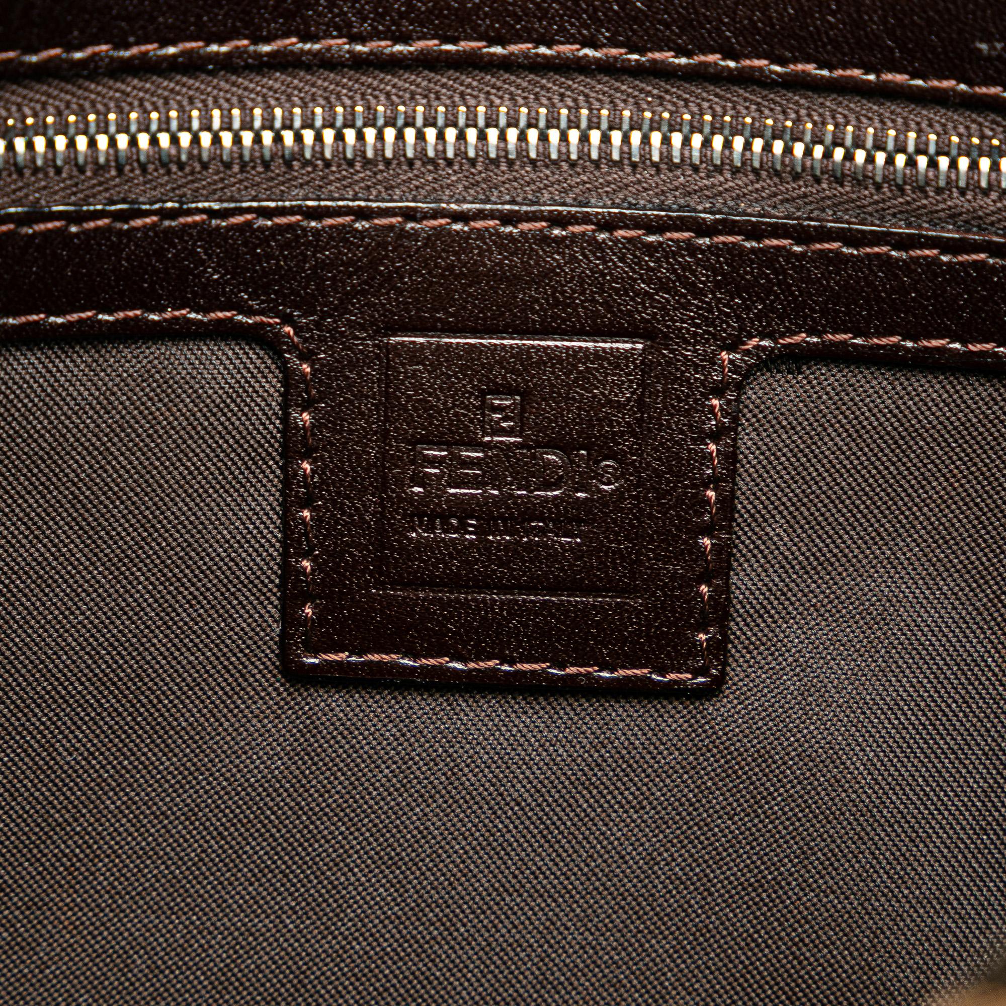 Fendi Zucca Canvas Double Flap Shoulder Bag