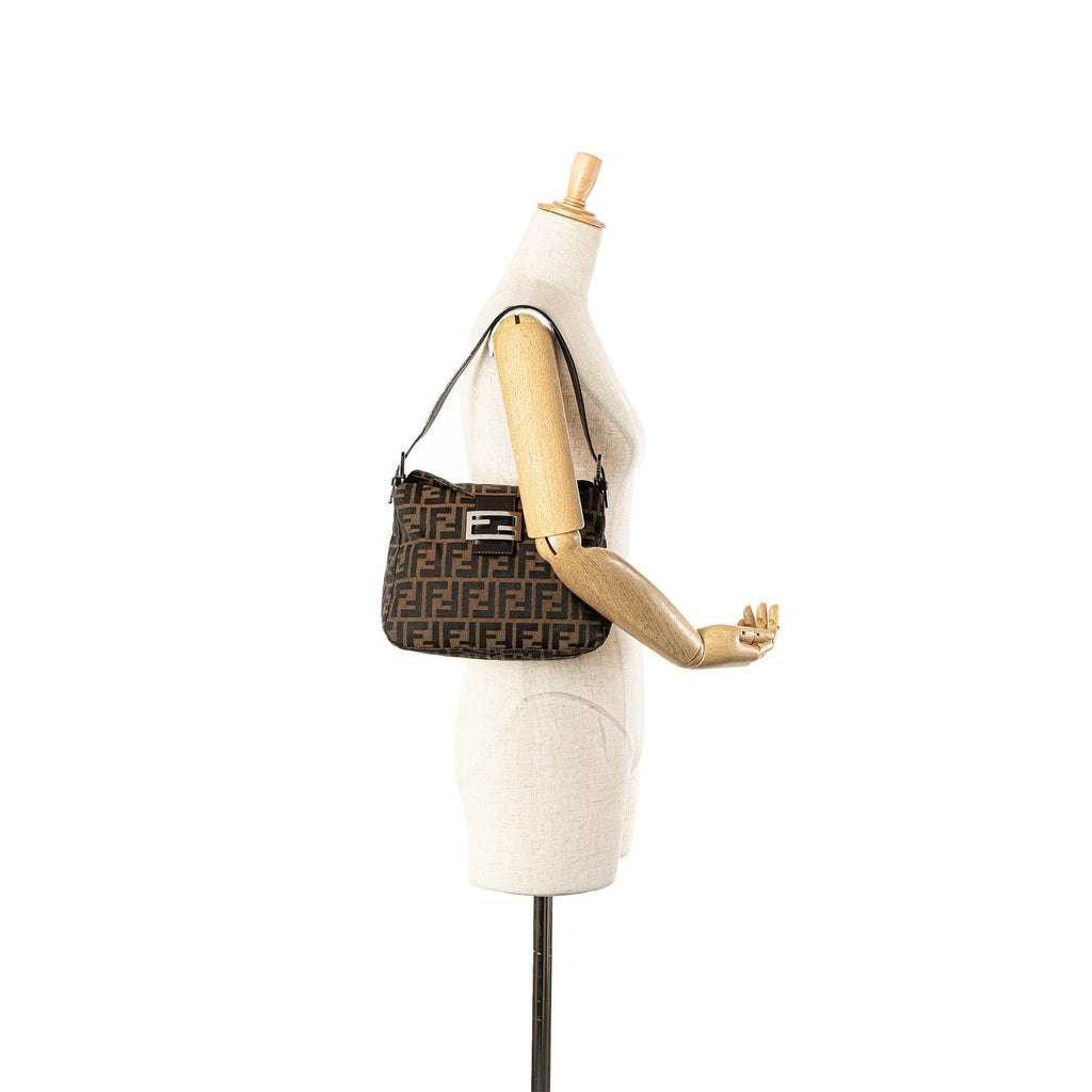 Fendi Zucca Canvas Double Flap Shoulder Bag