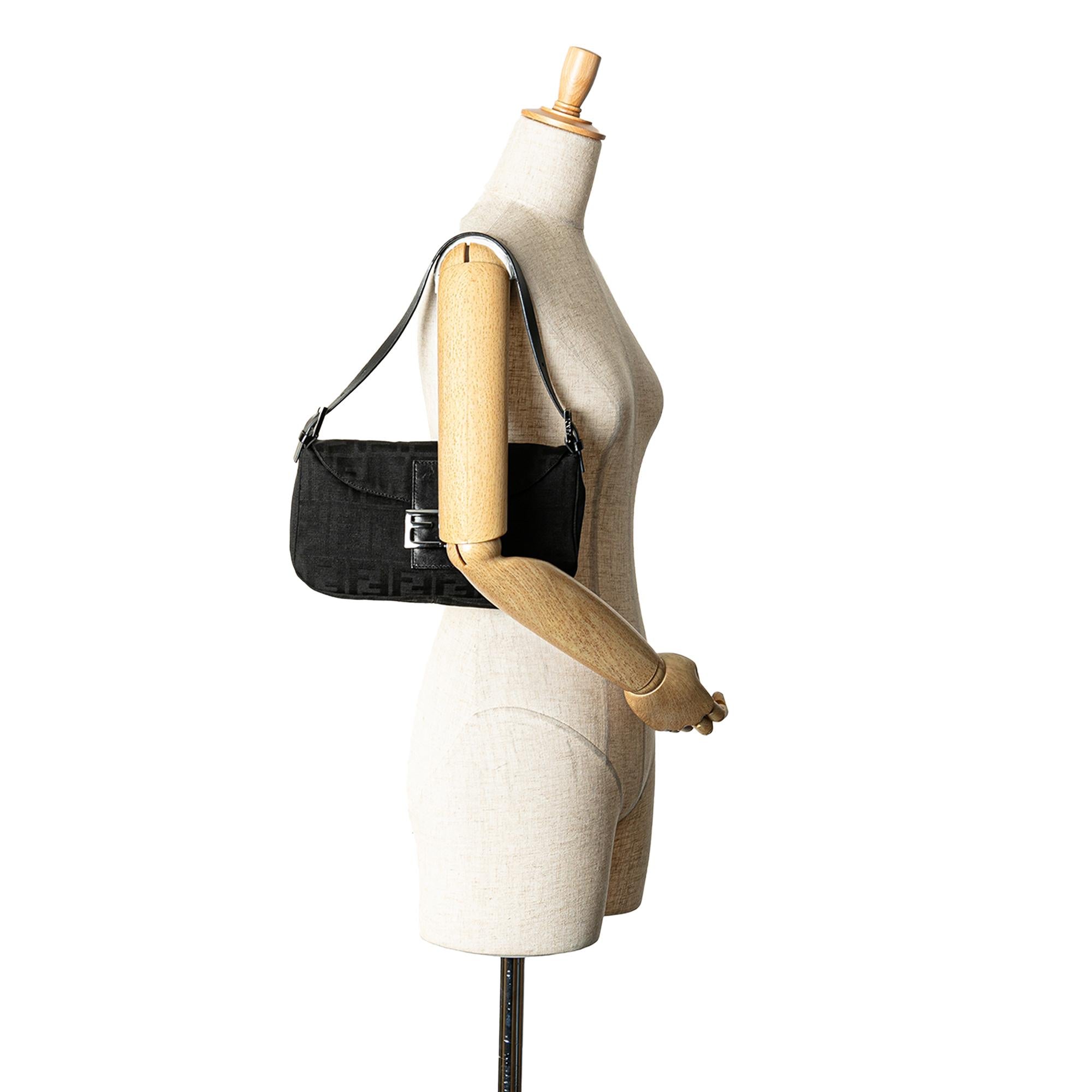 Fendi Zucca Canvas Double Flap Shoulder Bag
