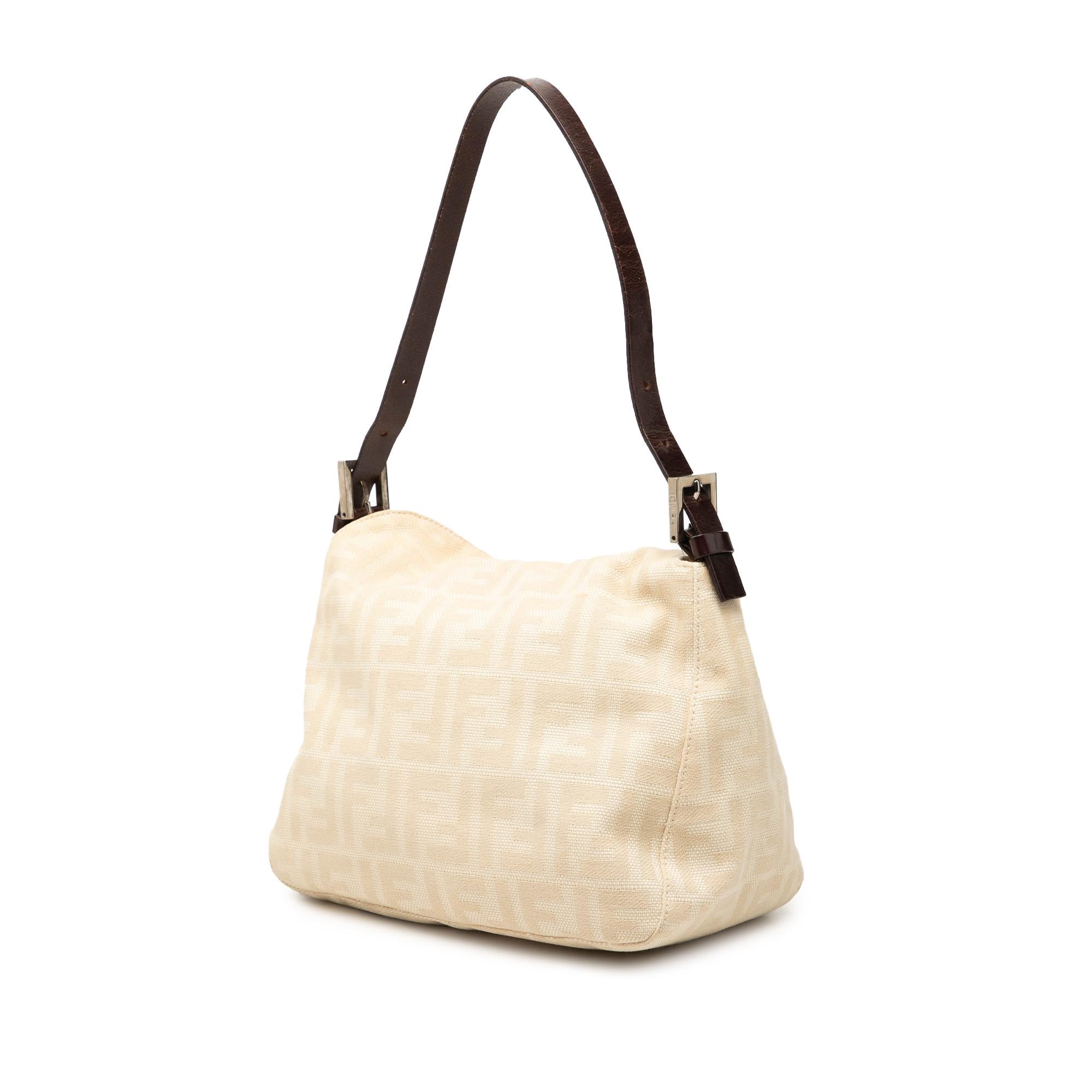 Fendi Zucca Canvas Double Flap Shoulder Bag
