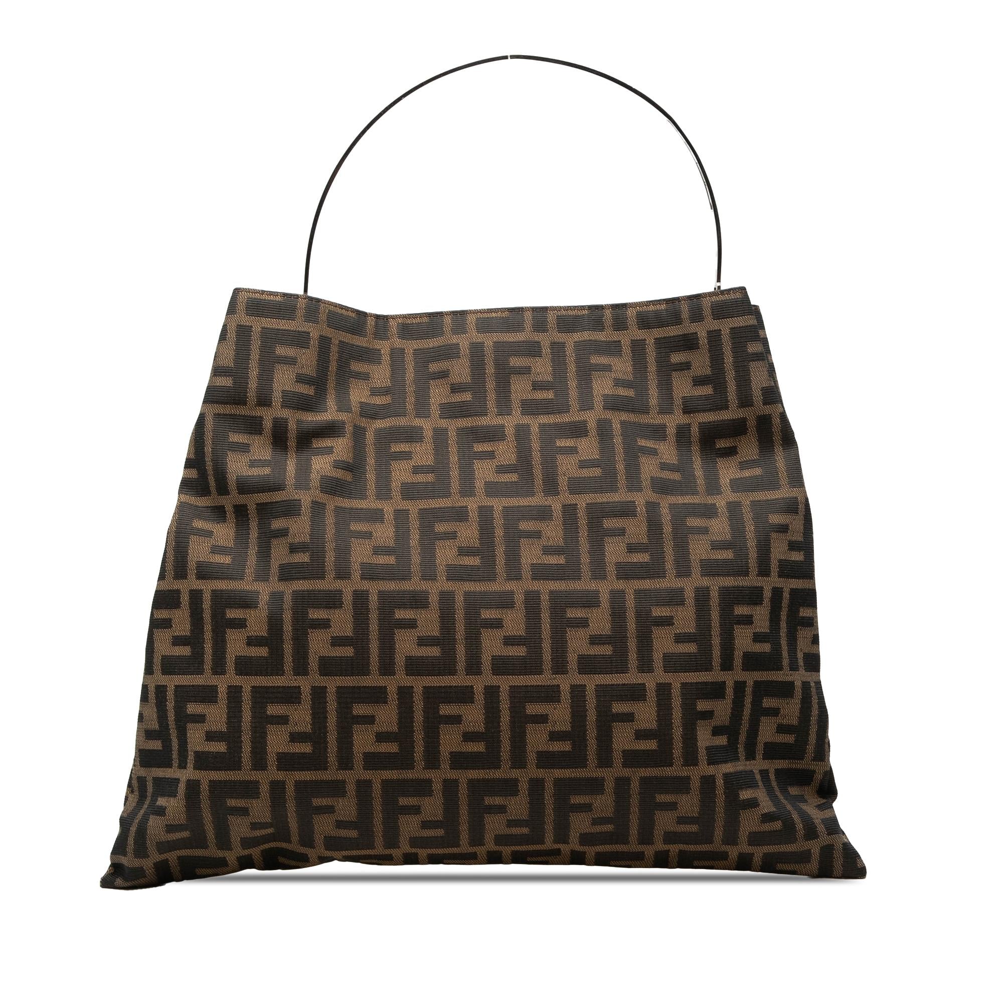 Fendi Zucca Canvas Metal Handle Tote