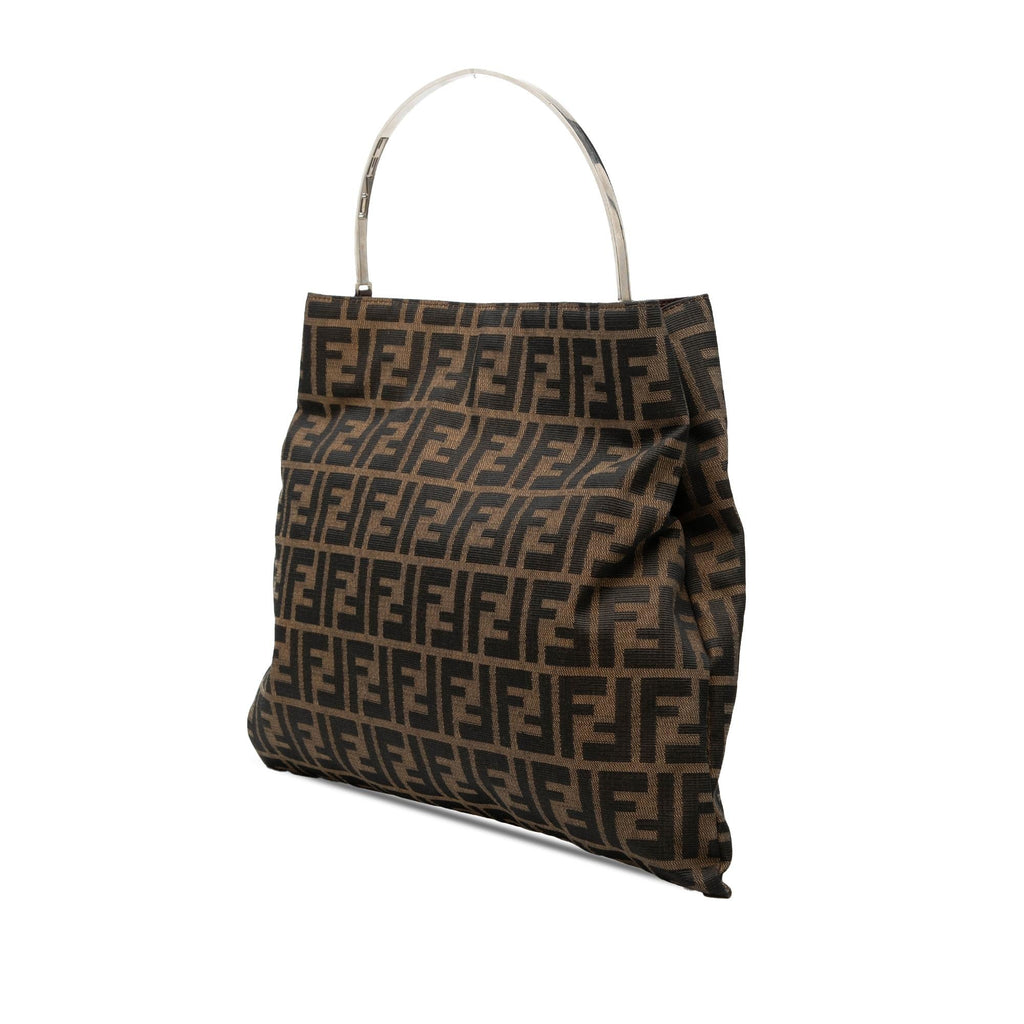 Fendi Zucca Canvas Metal Handle Tote