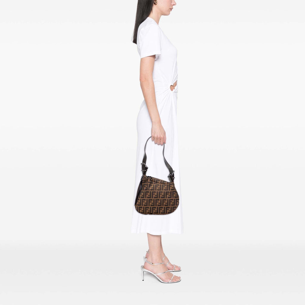 Fendi Zucca Canvas Oyster Shoulder Bag
